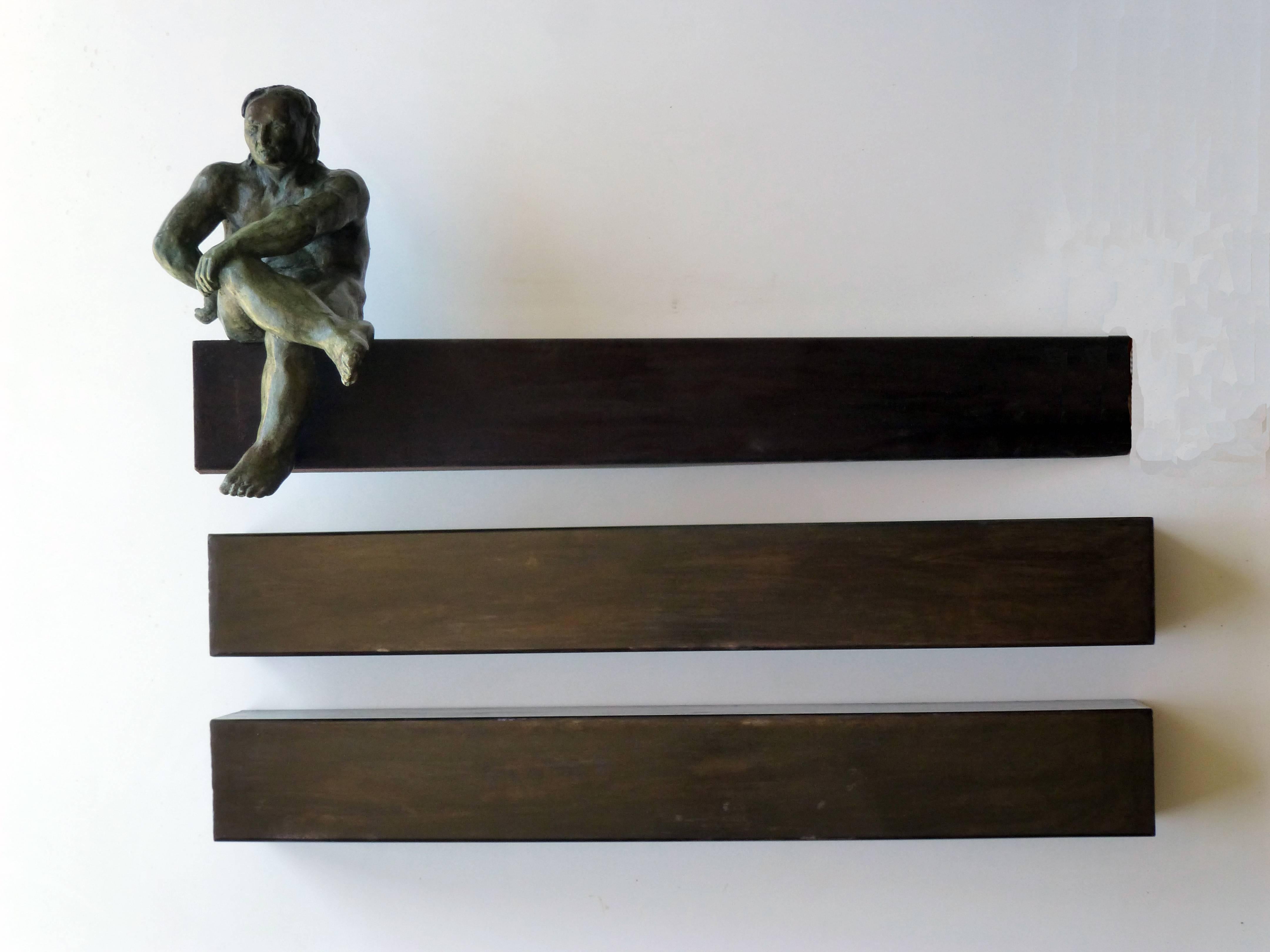 Amancio González Andrés Figurative Sculpture - Amancio. " THE WORKER OF CONSTRUCTION" original bronze iron sculpture