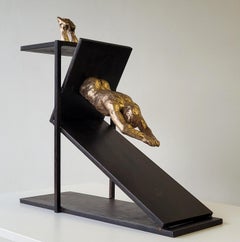 Amancio 8.29.2 Pool Gold und Schwarzbronze, Eisen. EL SALTO III. Originalskulptur.