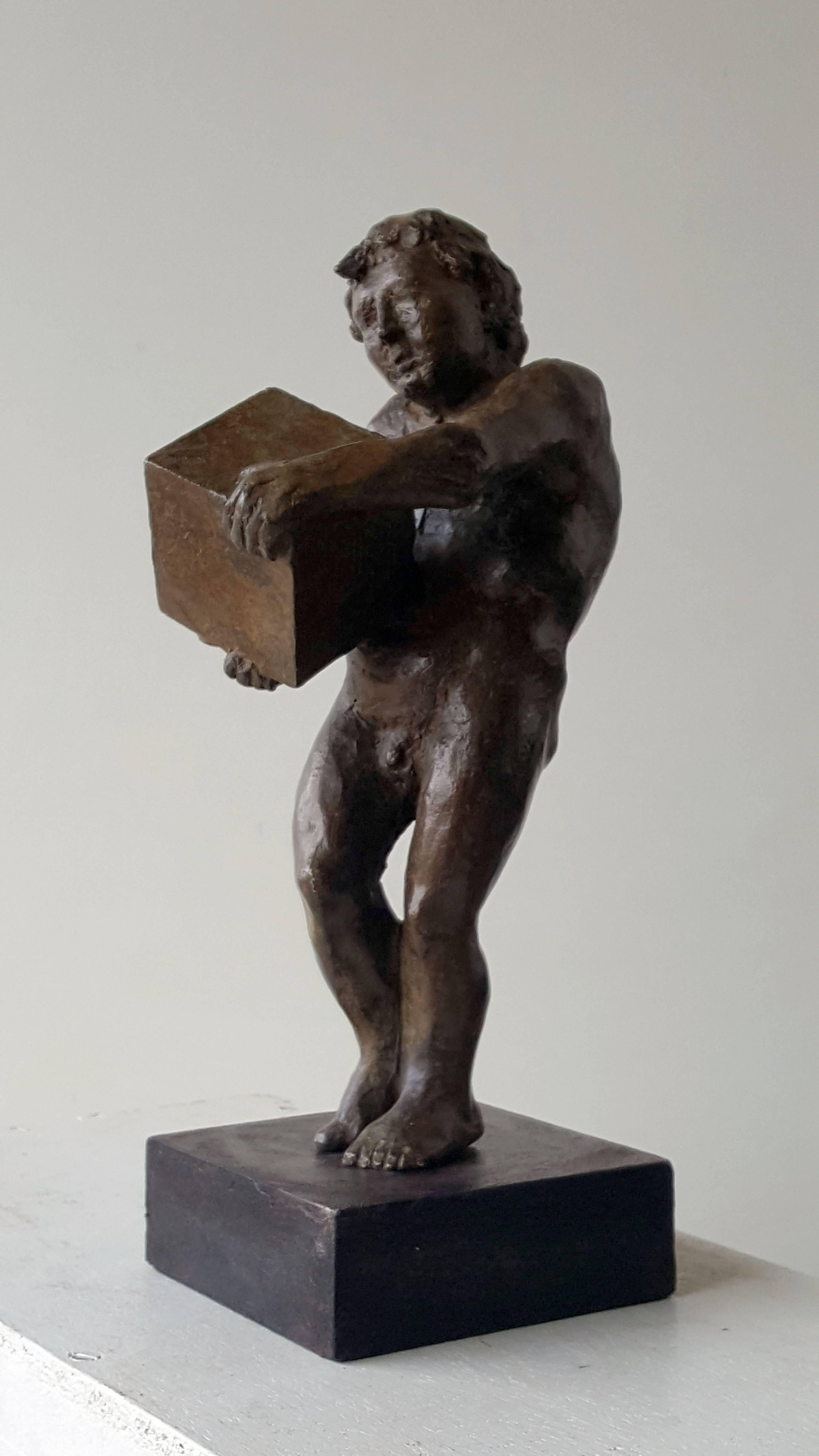 Amancio.  The First rock- original sculpture bronze iron. - Contemporary Sculpture by Amancio González Andrés