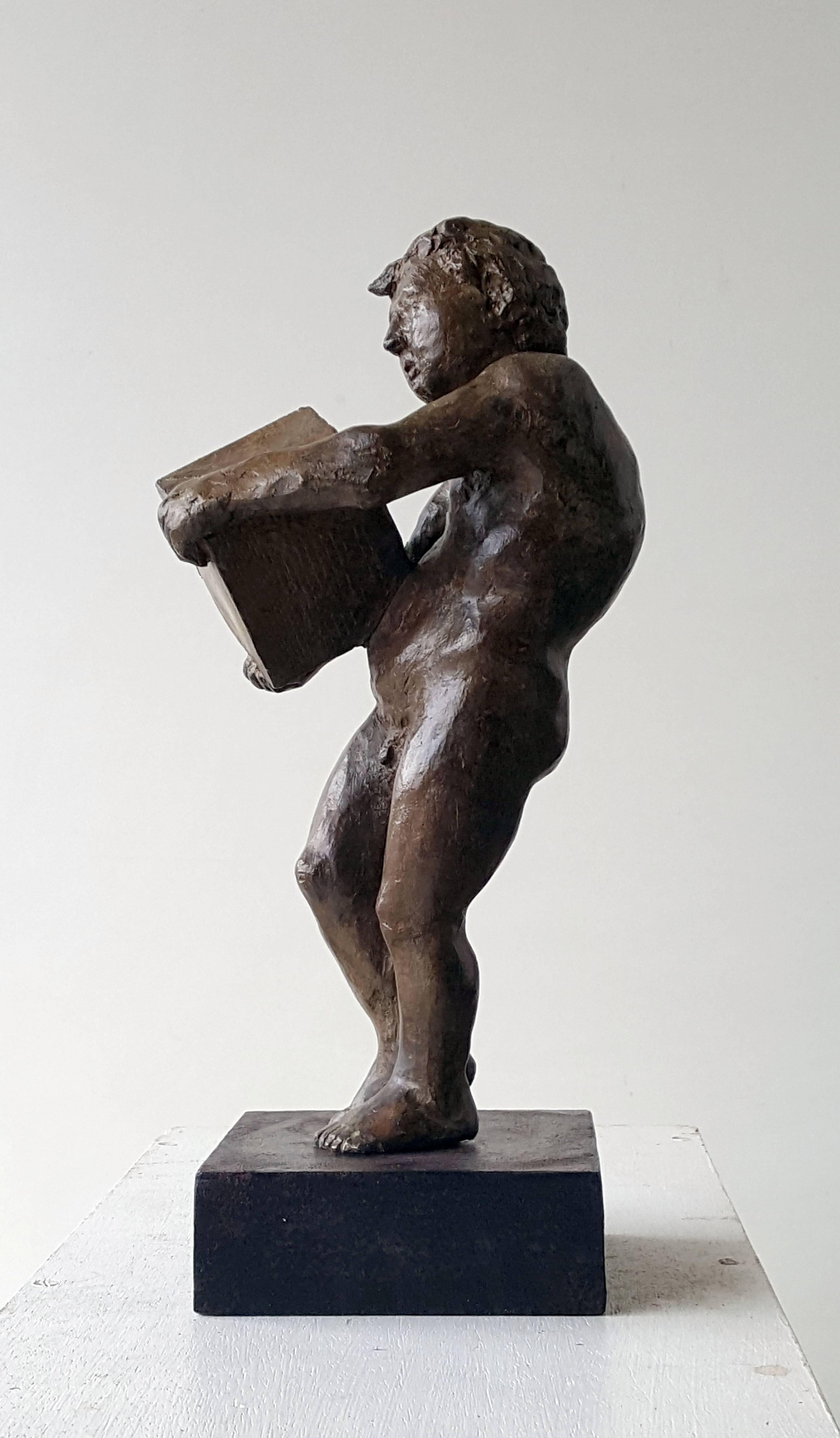 Amancio González Andrés Figurative Sculpture - Amancio.  The First rock- original sculpture bronze iron.