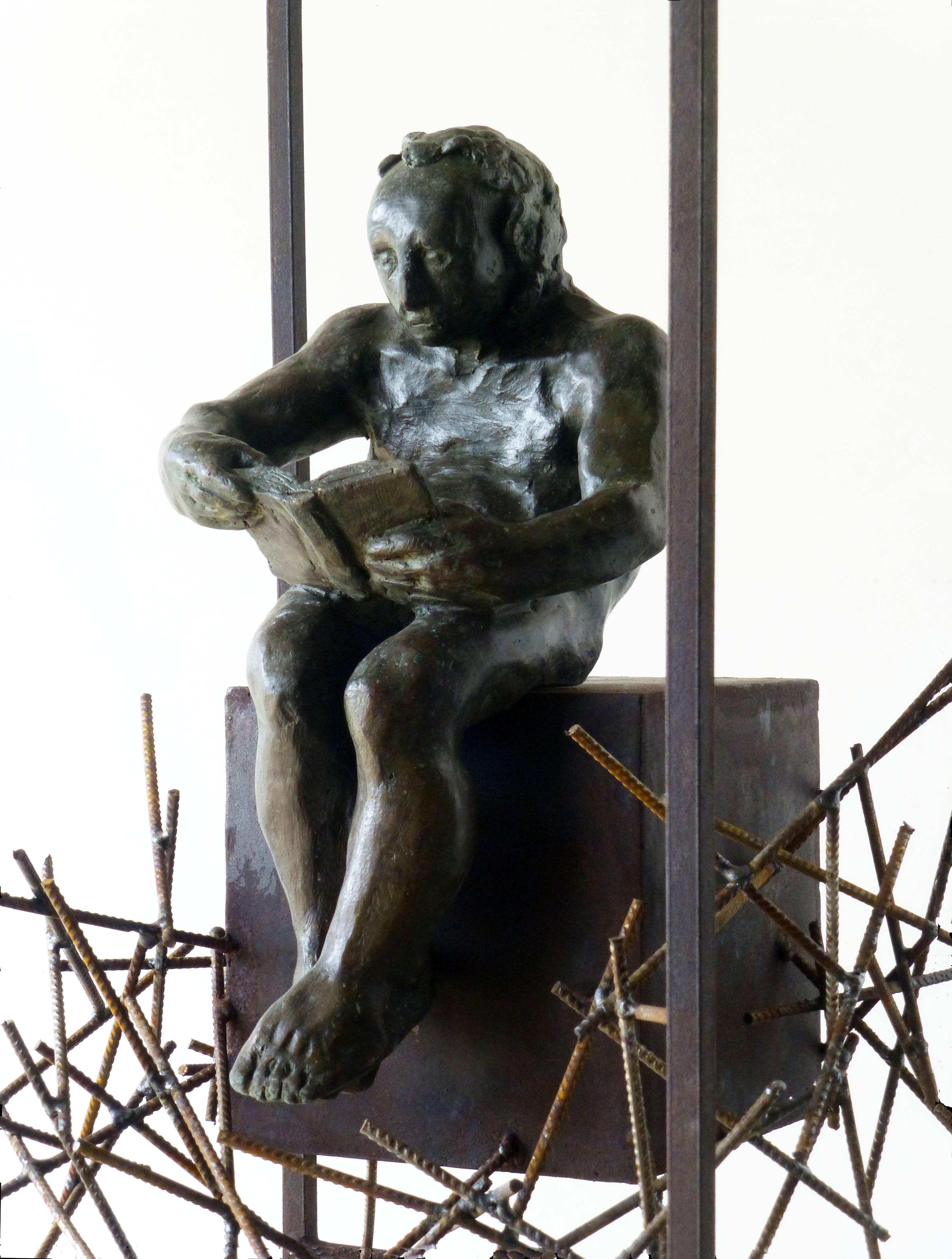 Amancio. El Lector, scultura originale in bronzo e ferro. - Sculpture di Amancio González Andrés