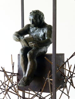 Amancio. El Lector, scultura originale in bronzo e ferro.