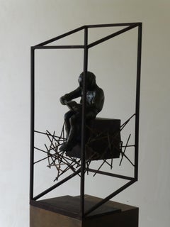 Amancio. El Lector sculpture originale bronze fer.