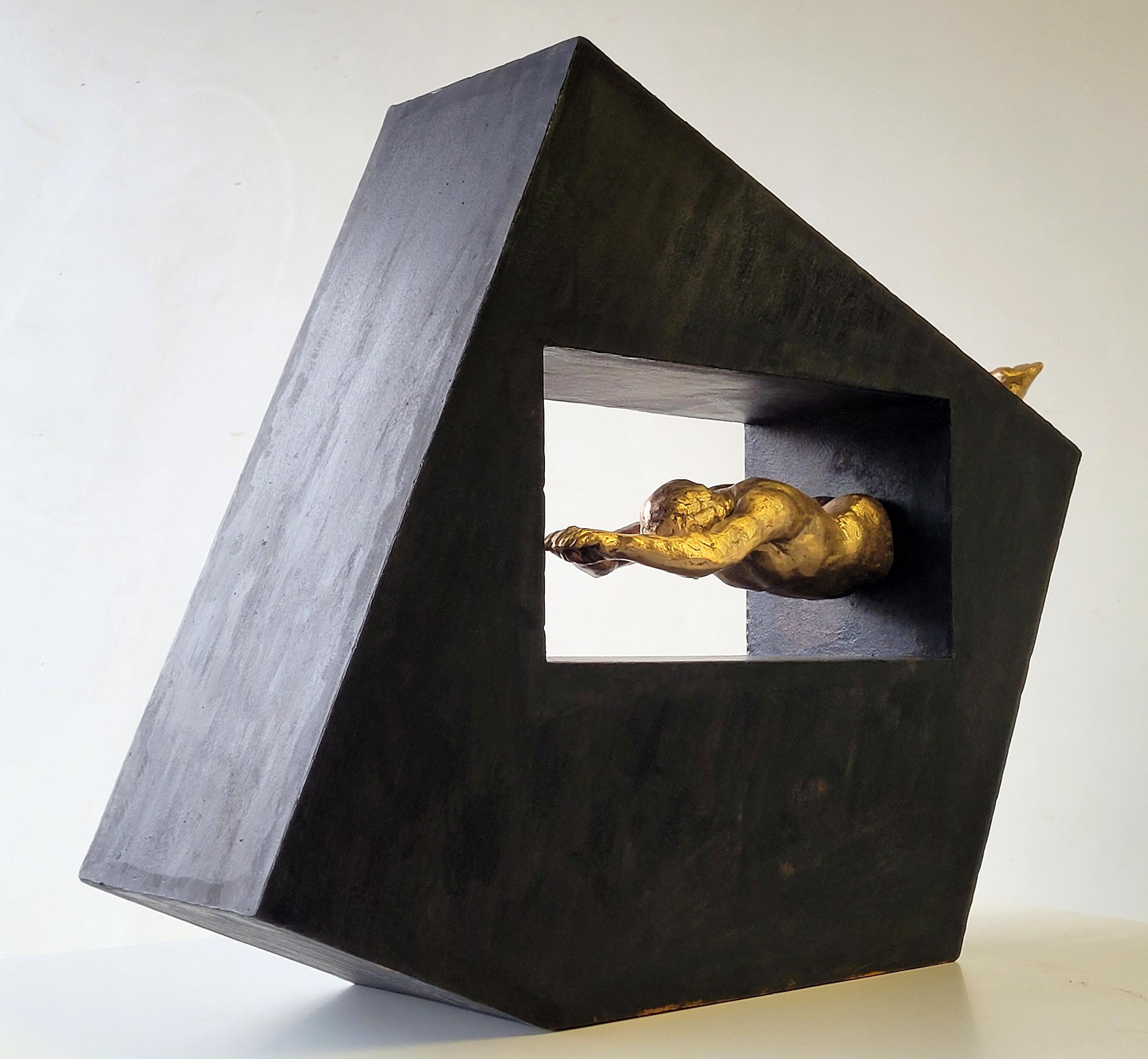 Amancio. EL SALTO II. original bronze. iron  sculpture - Sculpture by Amancio González Andrés