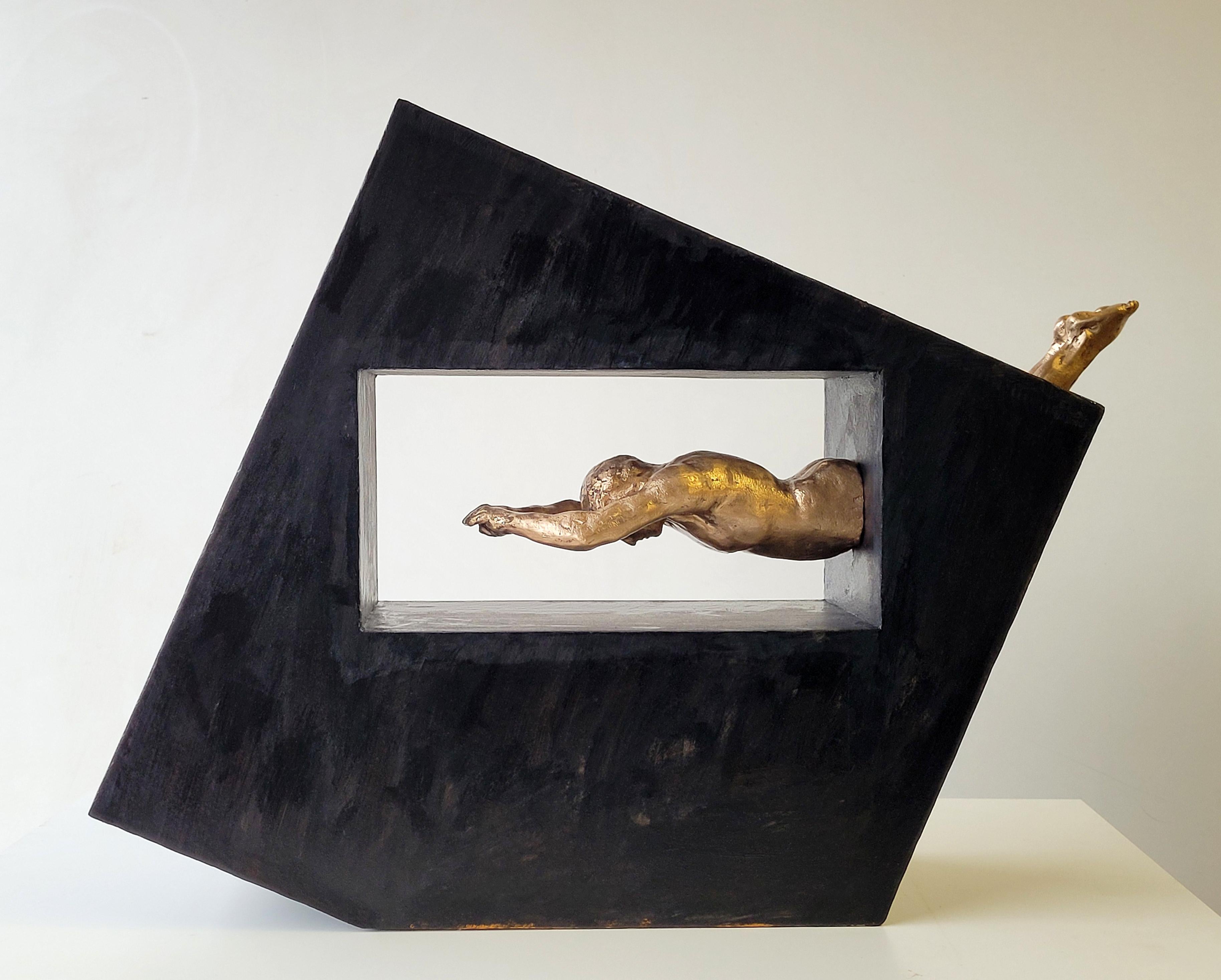 Amancio. EL SALTO II. original bronze. iron  sculpture - Contemporary Sculpture by Amancio González Andrés