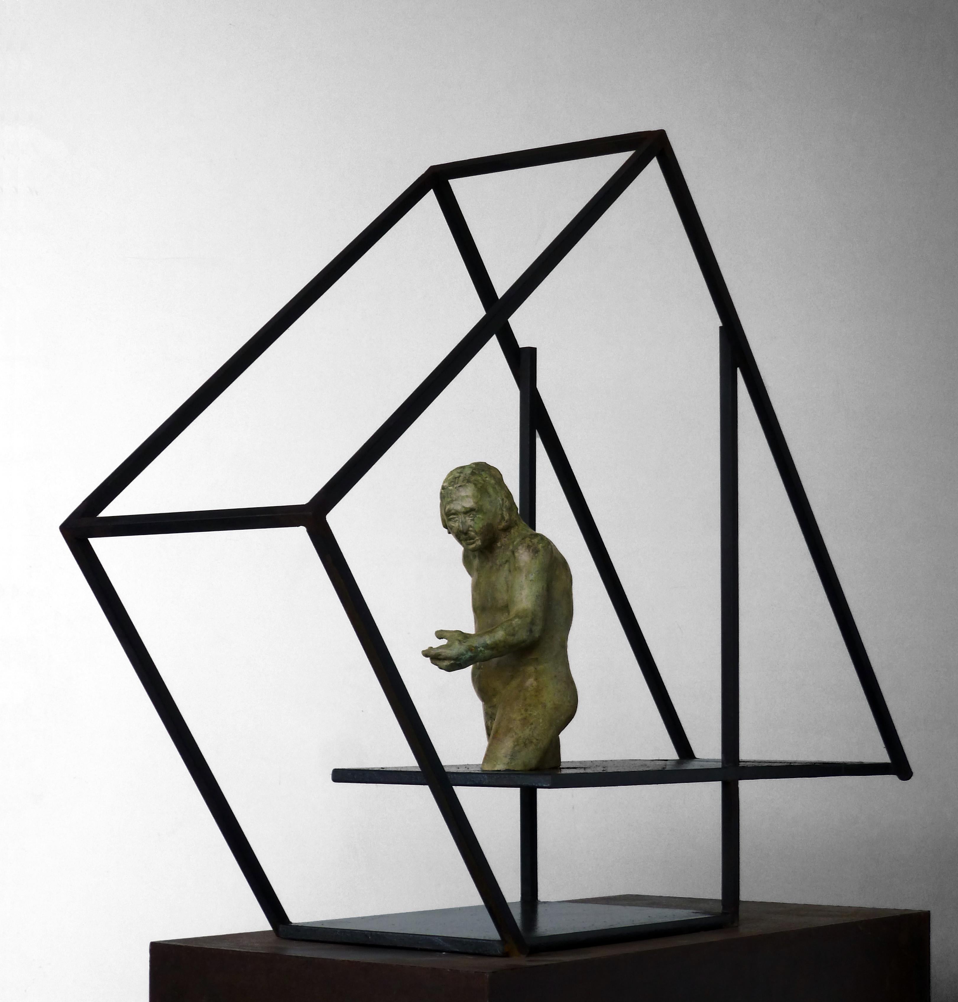 Amancio  Hombre  El Lugar que habito III- escultura original bronce hierro. - Abstract Sculpture Oro de Amancio González Andrés