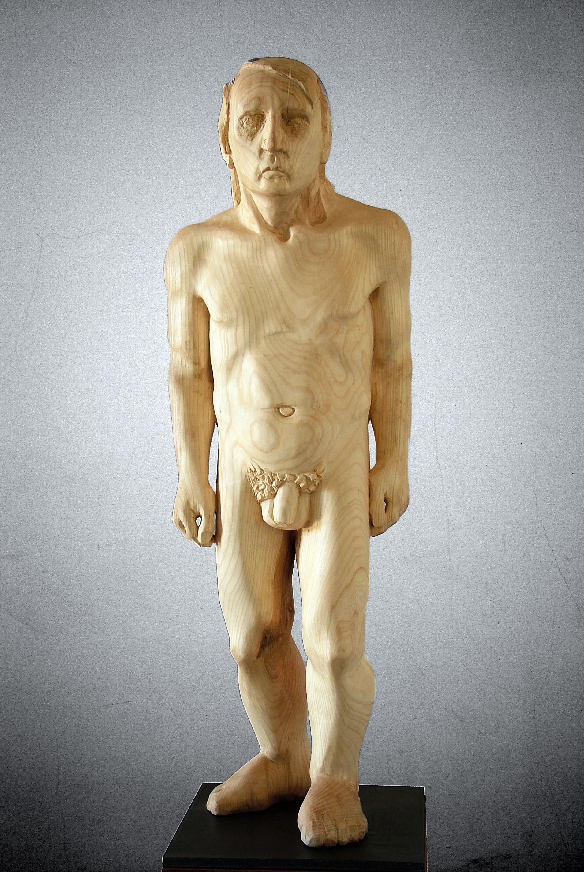 Amancio  Man  Wood original sculpture - Contemporary Sculpture by Amancio González Andrés