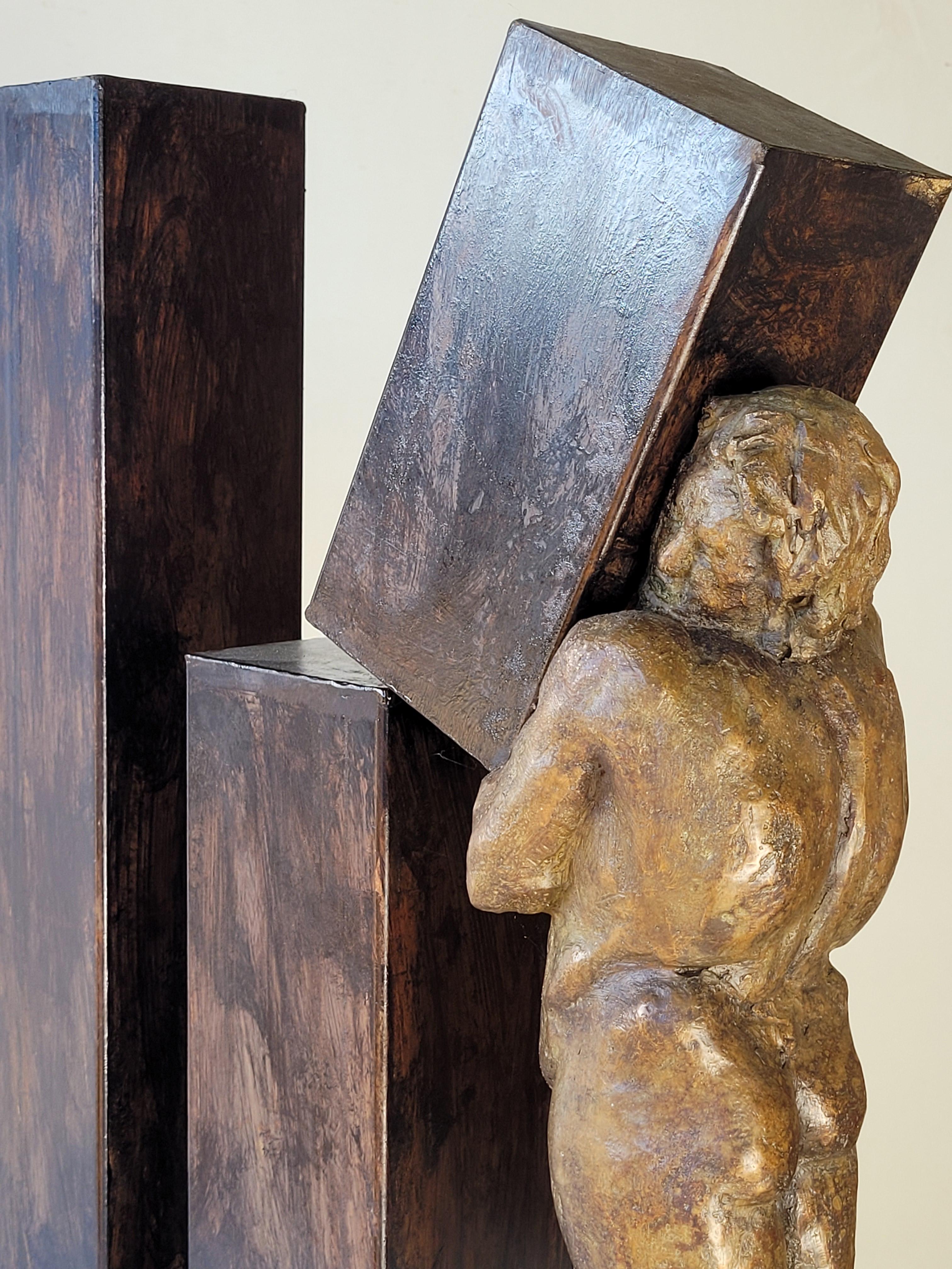 Amancio.34 pool. gold and black bronze. iron.LA PRIMERA PIEDRA  sculpture For Sale 1