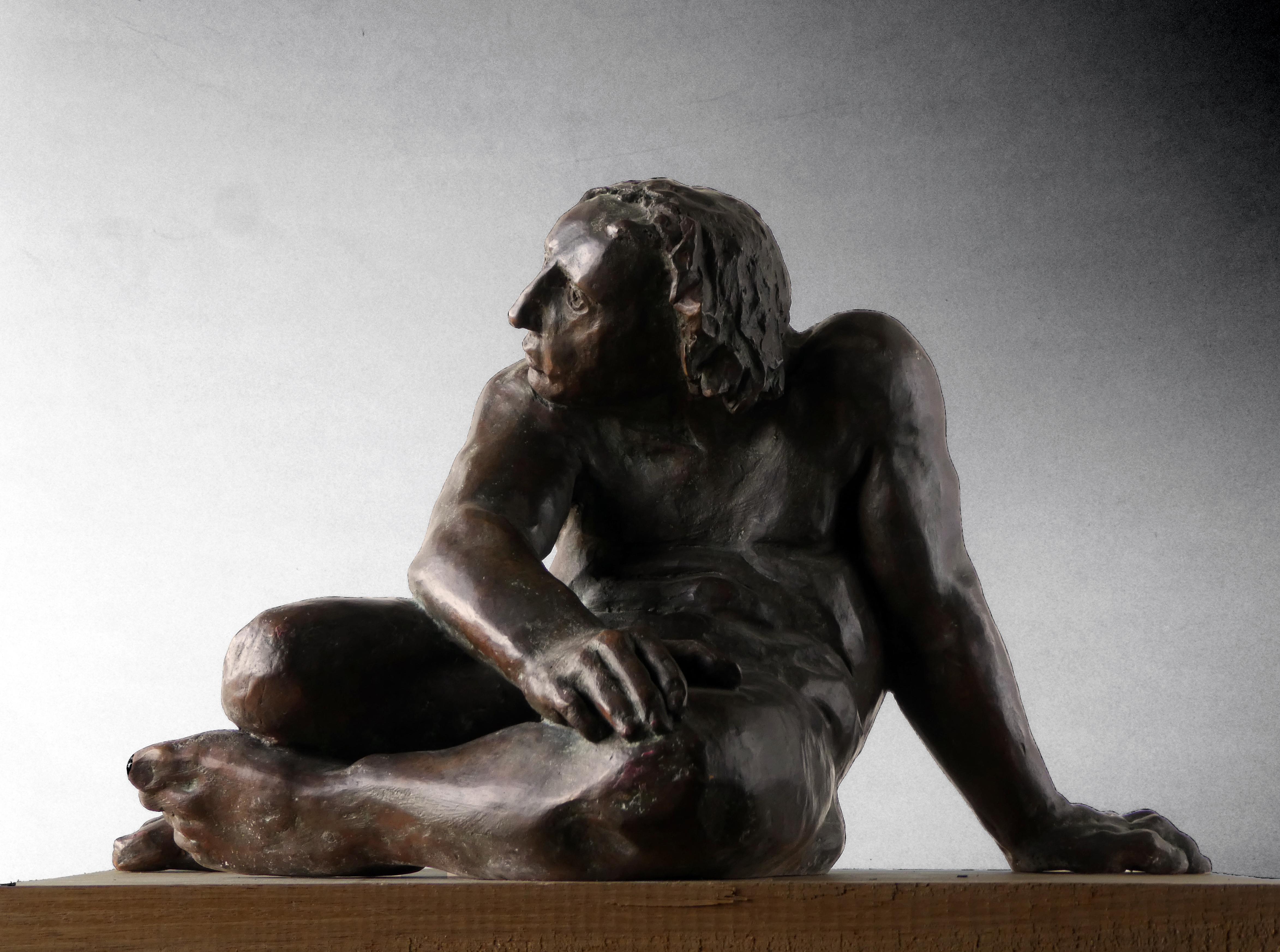 Amancio  Man  Guerrero Herido  original bronze sculpture For Sale 1