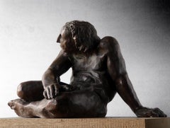 Amancio 18 hommes  Guerrero Herido  Sculpture en bronze d'origine
