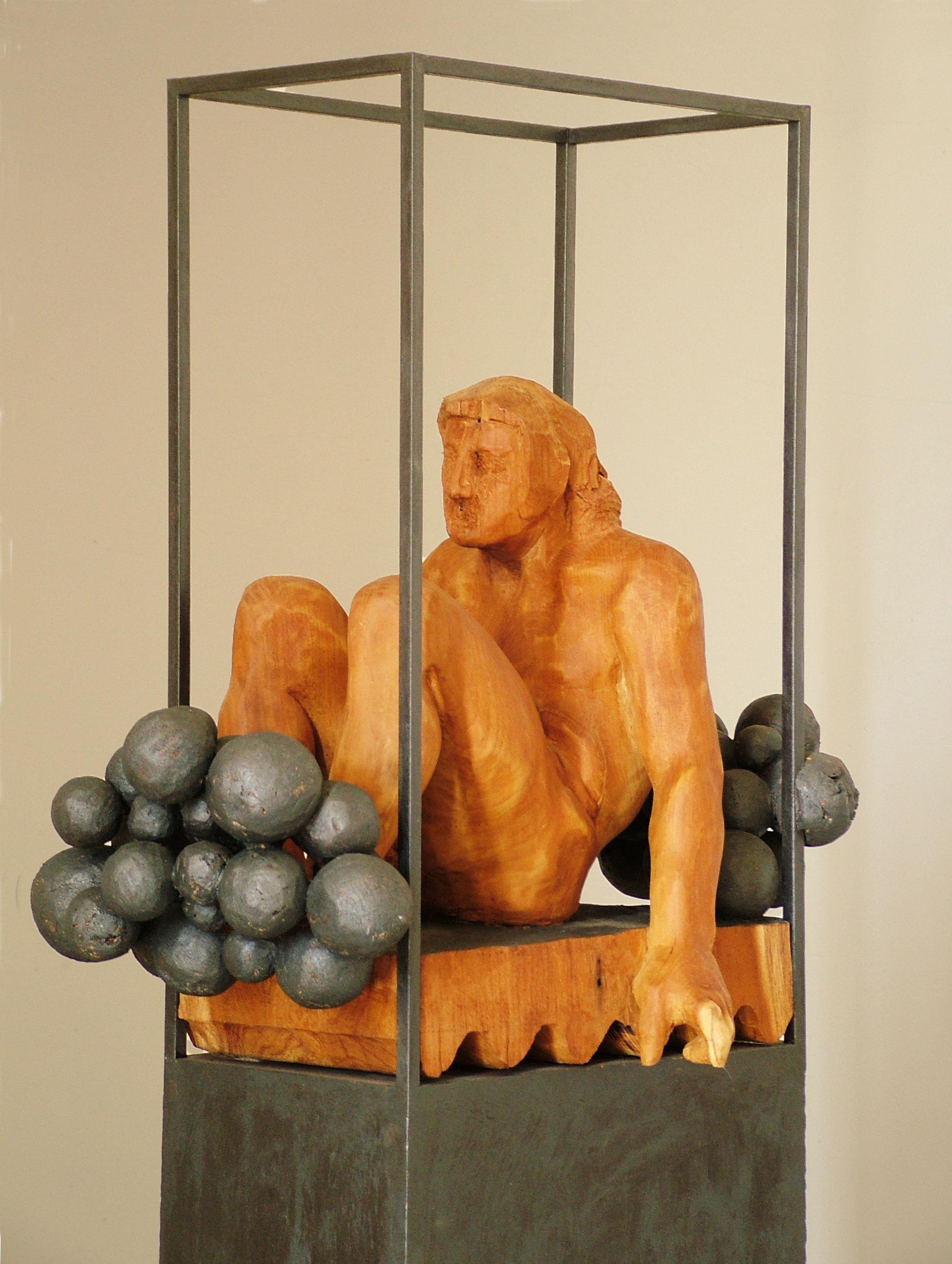 Amancio  Niebla  Iron and Wood. original  sculpture - Contemporary Sculpture by Amancio González Andrés