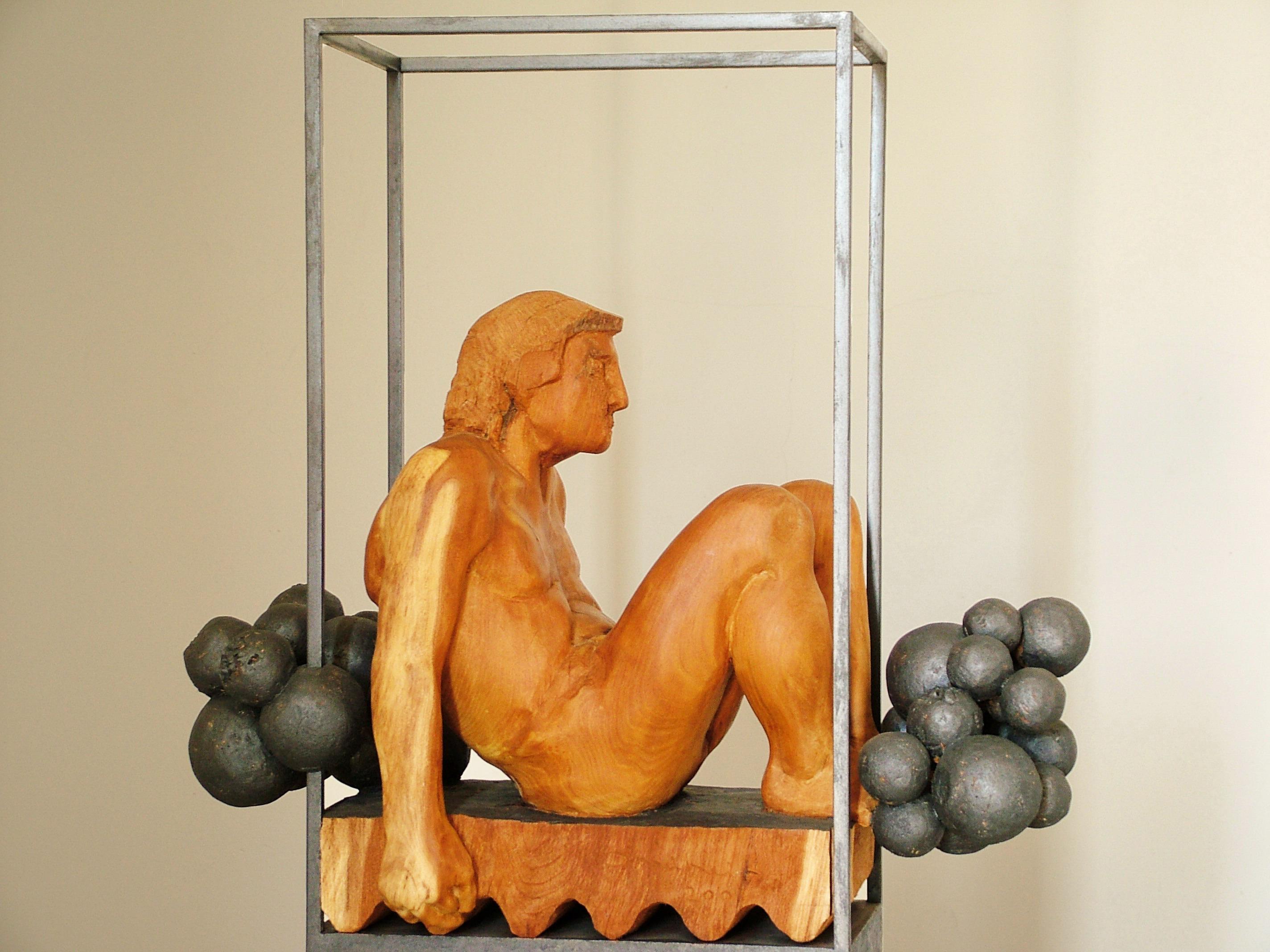 Amancio  Niebla  Iron and Wood. original  sculpture For Sale 1