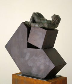 Amancio 15 Geometrie  Originale Original-Skulptur aus Bronze und Eisen