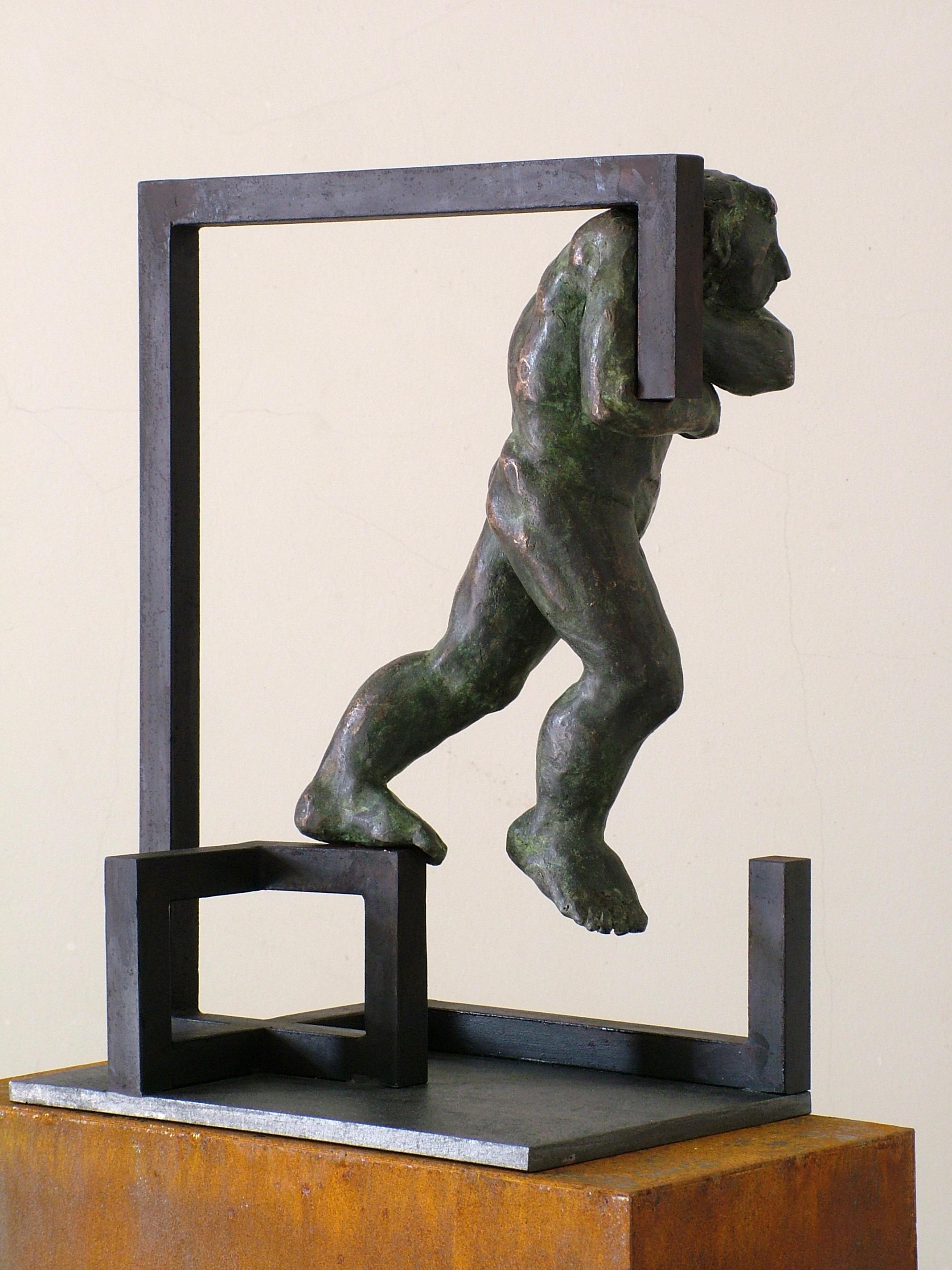 Amancio.  rude character. original sculpture iron bronce - Sculpture by Amancio Gonzalez Morera