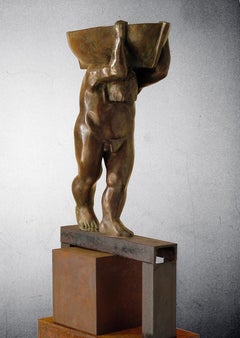 Amancio 8 Man Boat . "el hombre y el mar-". scultura originale in ferro e bronzo