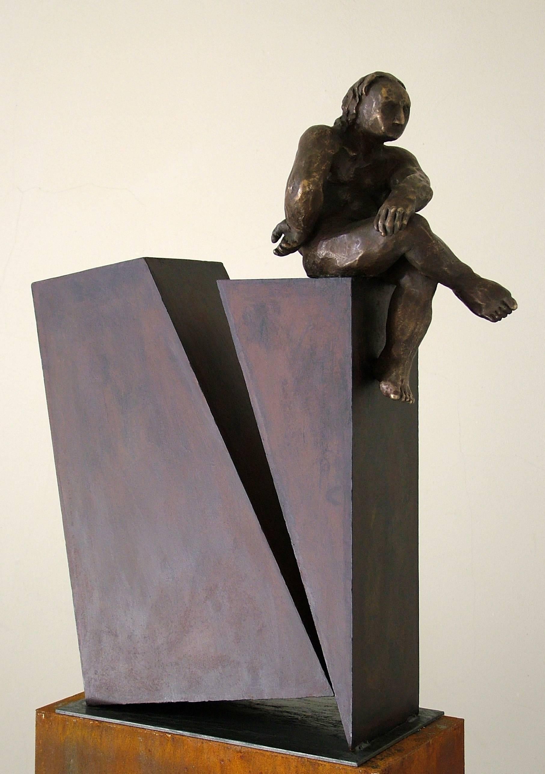 Amancio Gonzalez Morera Figurative Sculpture - Amancio. Man Deconstruccion II original bronze iron sculpture