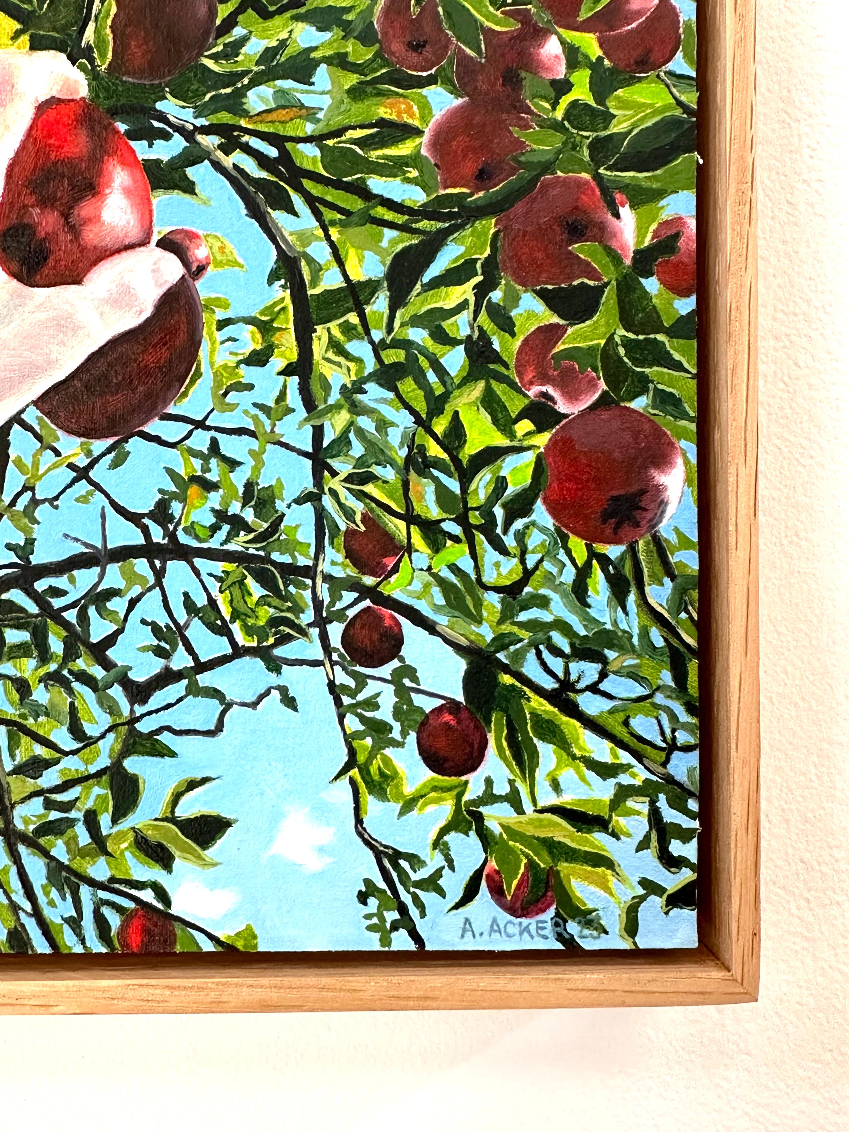 Apple Picking - Contemporary Landscape Red Fruit Green Tree Blue Sky Fall, 2023 7