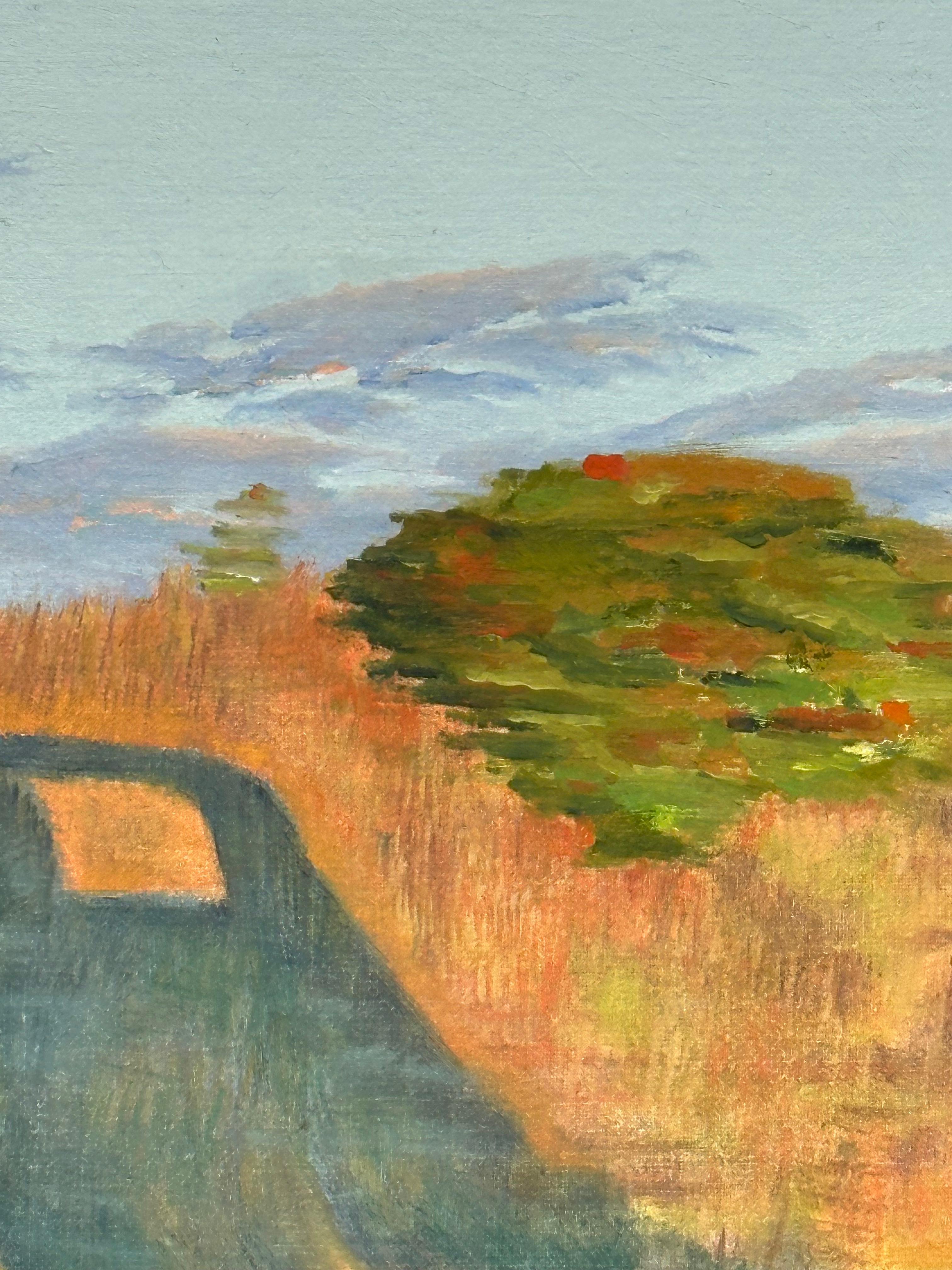 Car Shadow - Contemporary Field Landscape Through Window Blue Sky Clouds, 2024 2