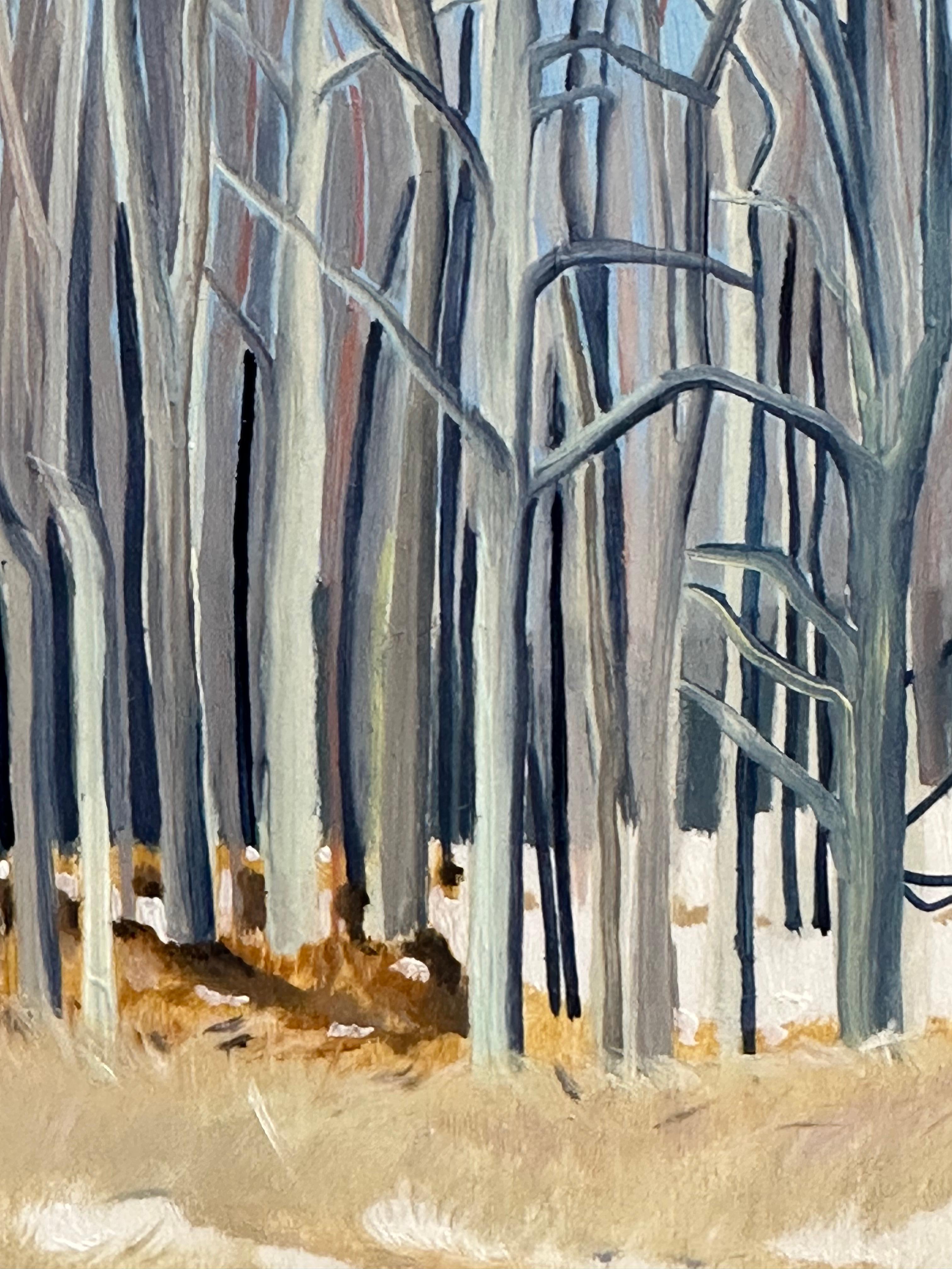 Tulips Talking - Winter Still Life White Flowers Window Sky Trees Snow, 2023 For Sale 5