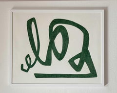 Abstract Drawing on Paper Color Pencil Green line squiggle natural world organic