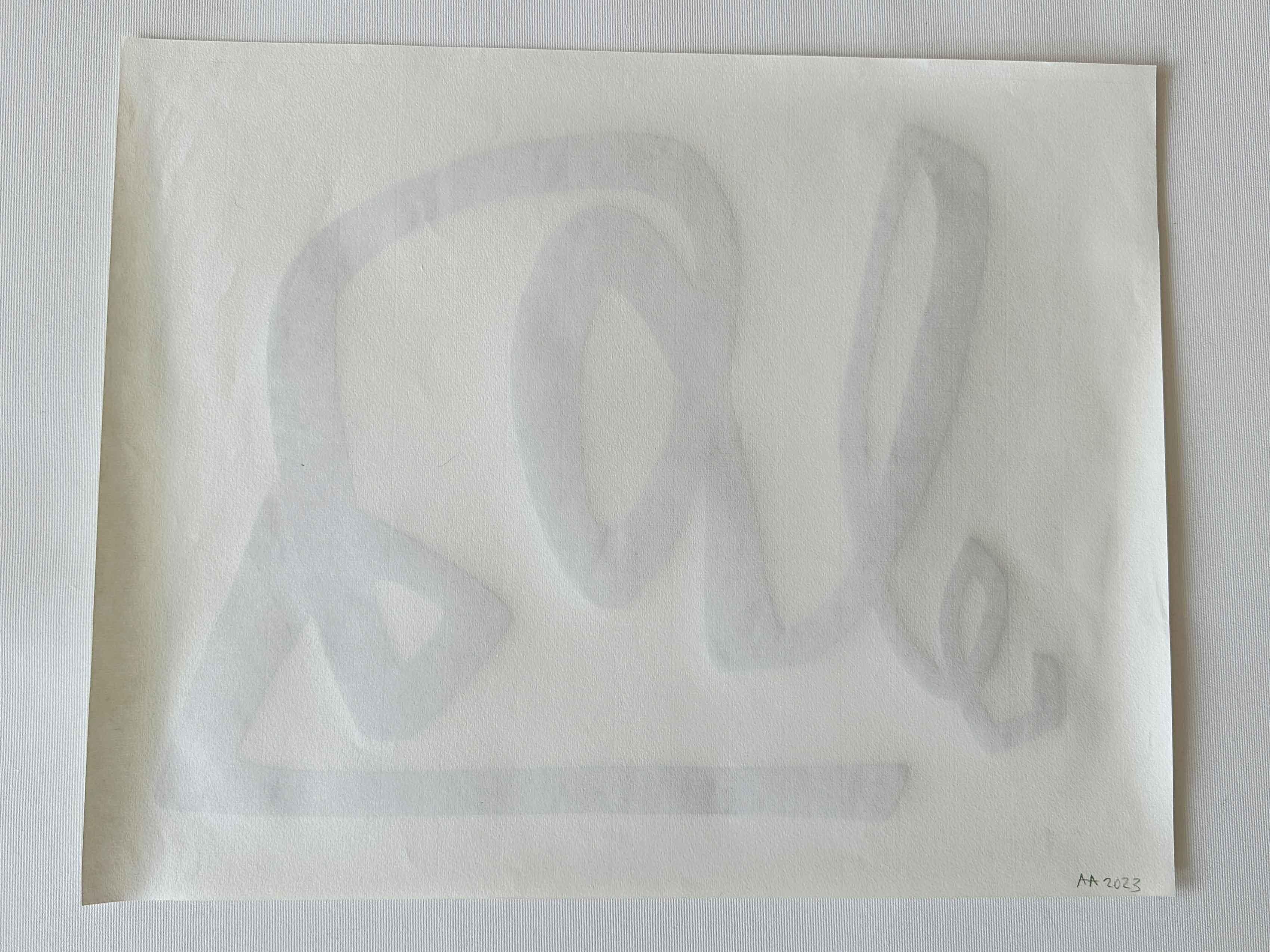 Abstrakte Zeichnung auf Papier Farbstift „Greens I“ Linienquiggle tangle organisch im Angebot 3
