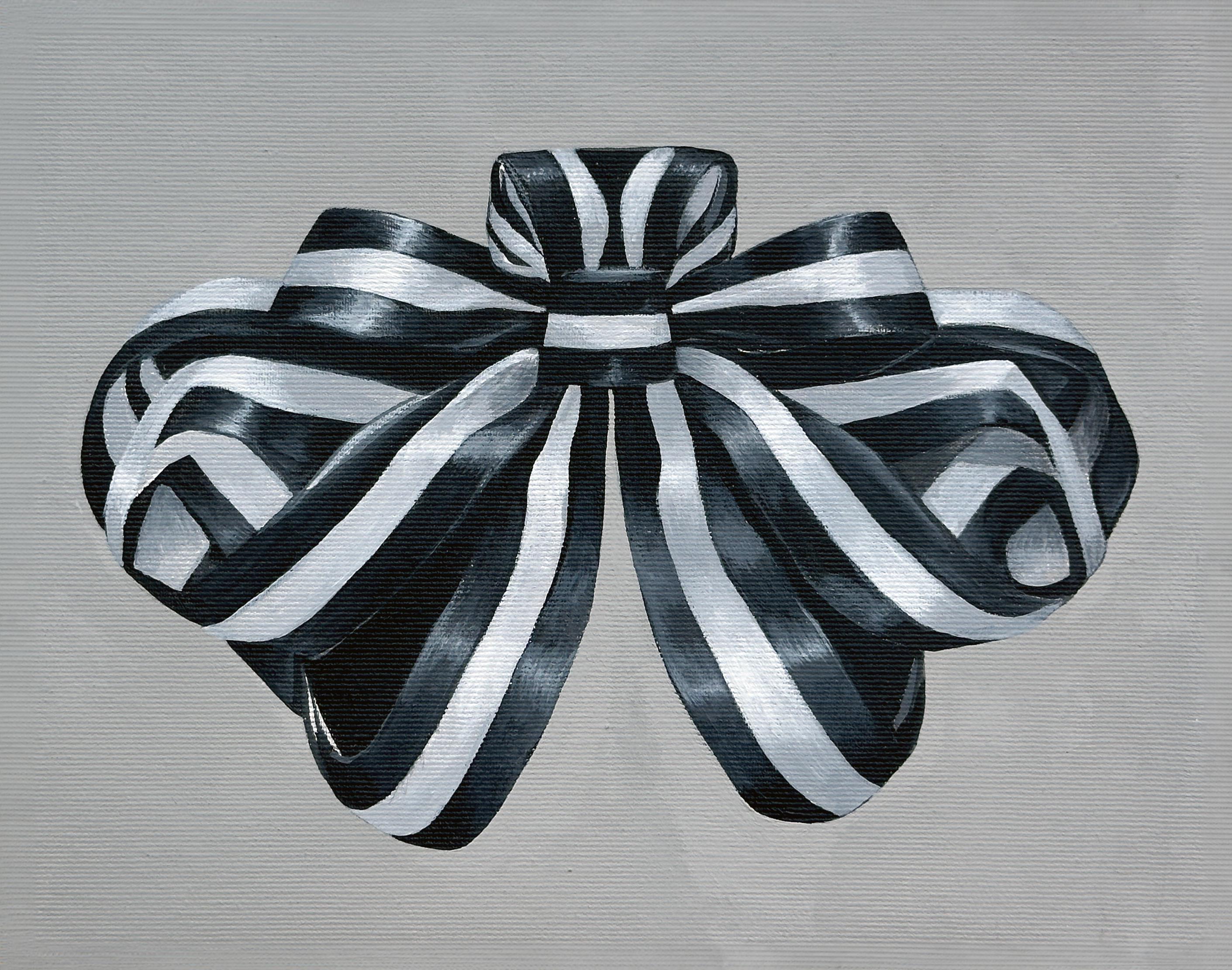 Acrylgemälde „Grand Ribbon“ mit Rahmen minimale schwarz-weiß gestreifte Streifen, Geschenk im Angebot 5
