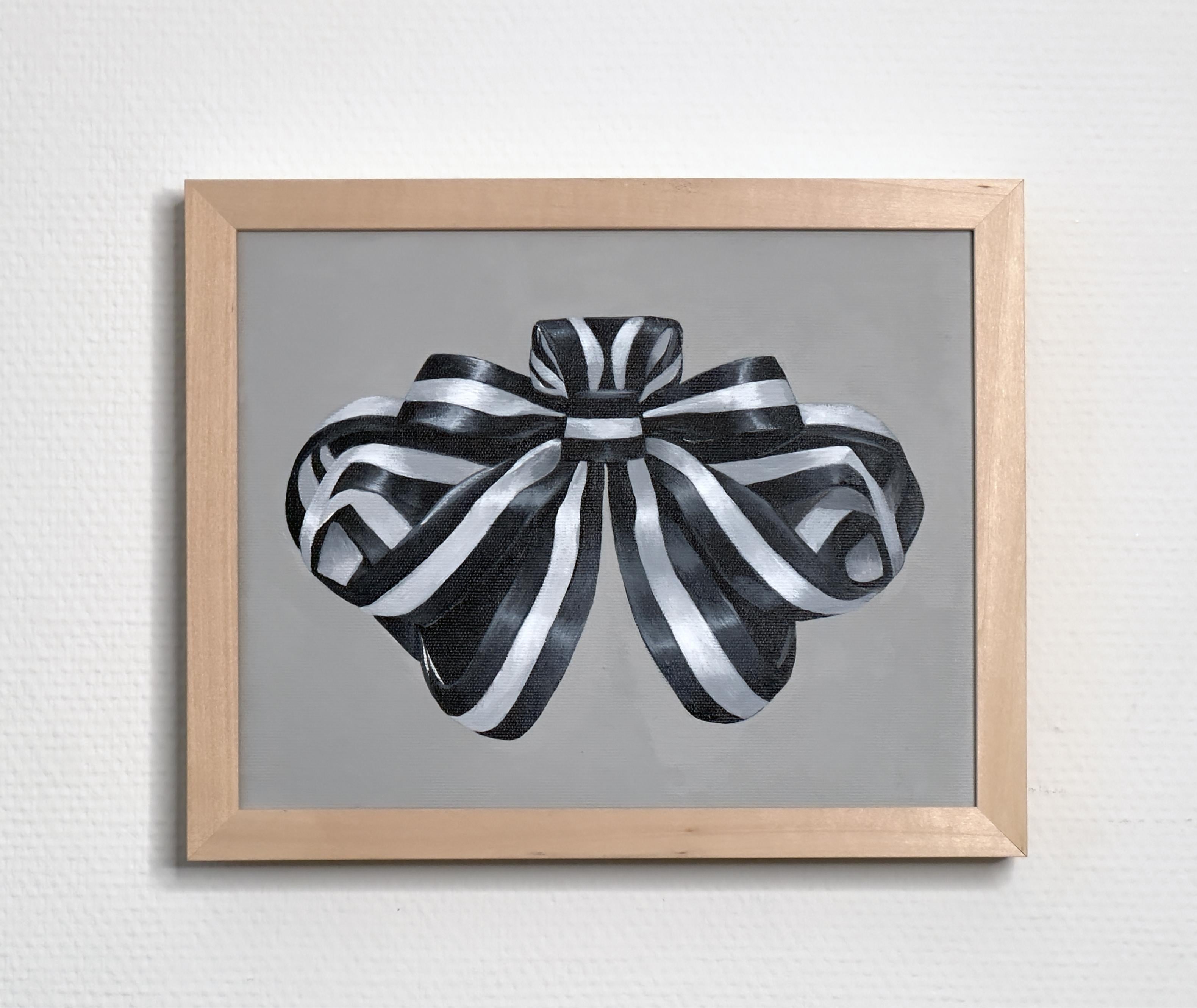 Acrylgemälde „Grand Ribbon“ mit Rahmen minimale schwarz-weiß gestreifte Streifen, Geschenk im Angebot 4