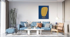 "Beaming I" abstract acrylic painting on canvas dark yellow, blue cobalt royal