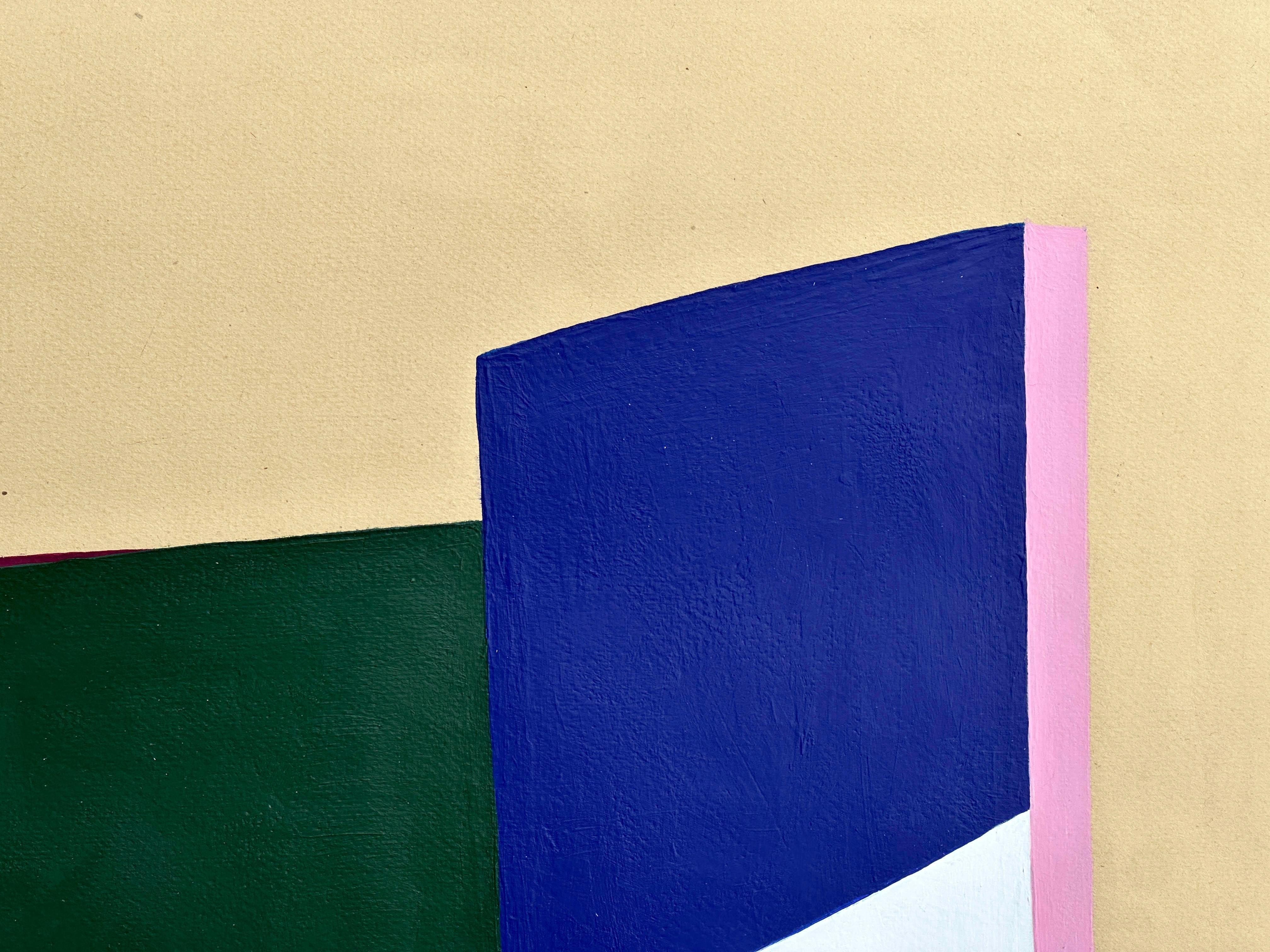 Dieses geometrische abstrakte Gemälde auf Papier wurde 2023 von Amanda Andersen geschaffen und gehört zu einer Serie von neun minimalistischen Kunstwerken, deren visuelle Einfachheit vom Brutalismus inspiriert ist.  
Brutalismus; ein Stil, der sich
