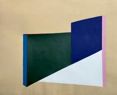 "Brutalist Corner" Painting on Paper Furniture Design Raw Gouache minimal rigid