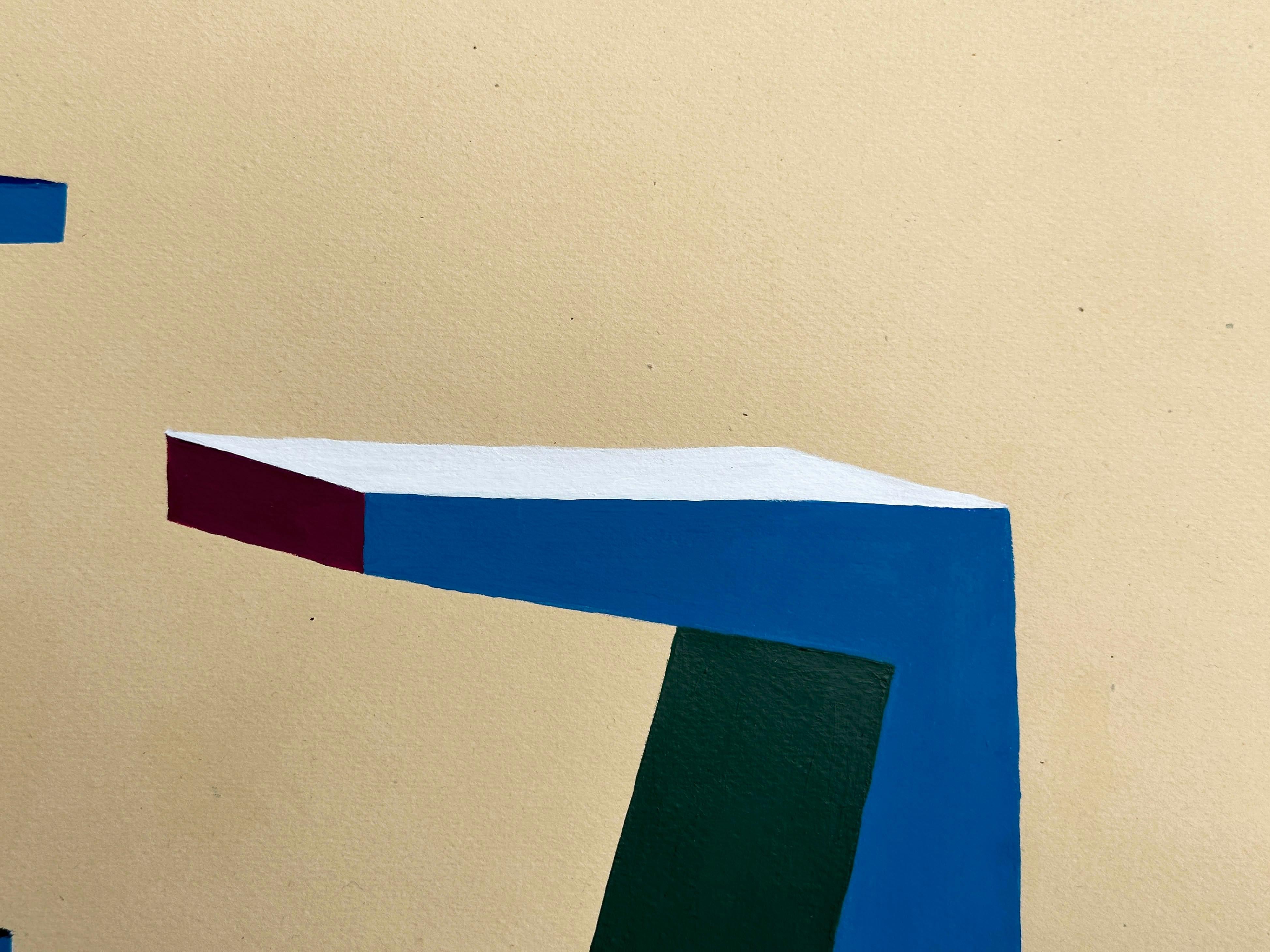 „Brutalistische Würfel“, Gemälde auf Papier, Möbeldesign, Roh Gouache, minimalistisch im Angebot 2