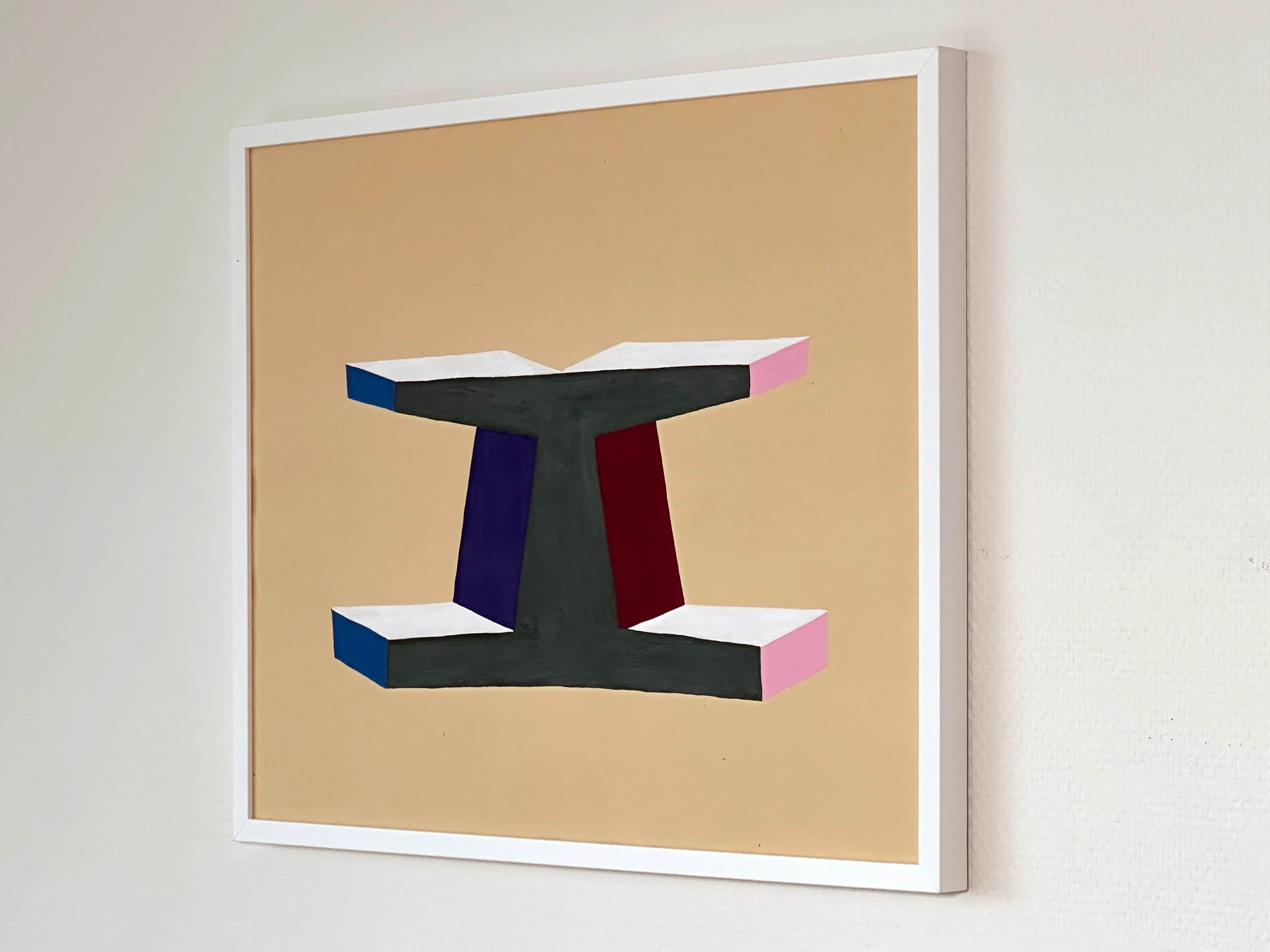 „Brutalistischer Spiegel“, Gemälde auf Papier, Möbeldesign, Roh Gouache, minimalistisch im Angebot 3