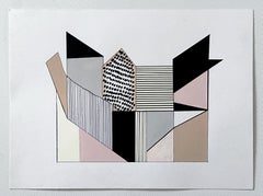 "Edifice II" contemporary drawing, abstract geometric, natural architecture