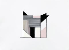 "Edifice III" dessin contemporain, abstrait géométrique, architecture naturelle.