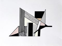 "Edifice V" contemporary drawing, abstract geometric, natural architecture
