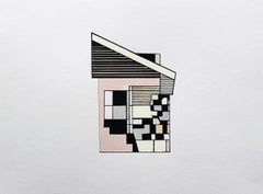 "Edifice VI" contemporary drawing, abstract geometric, natural architecture