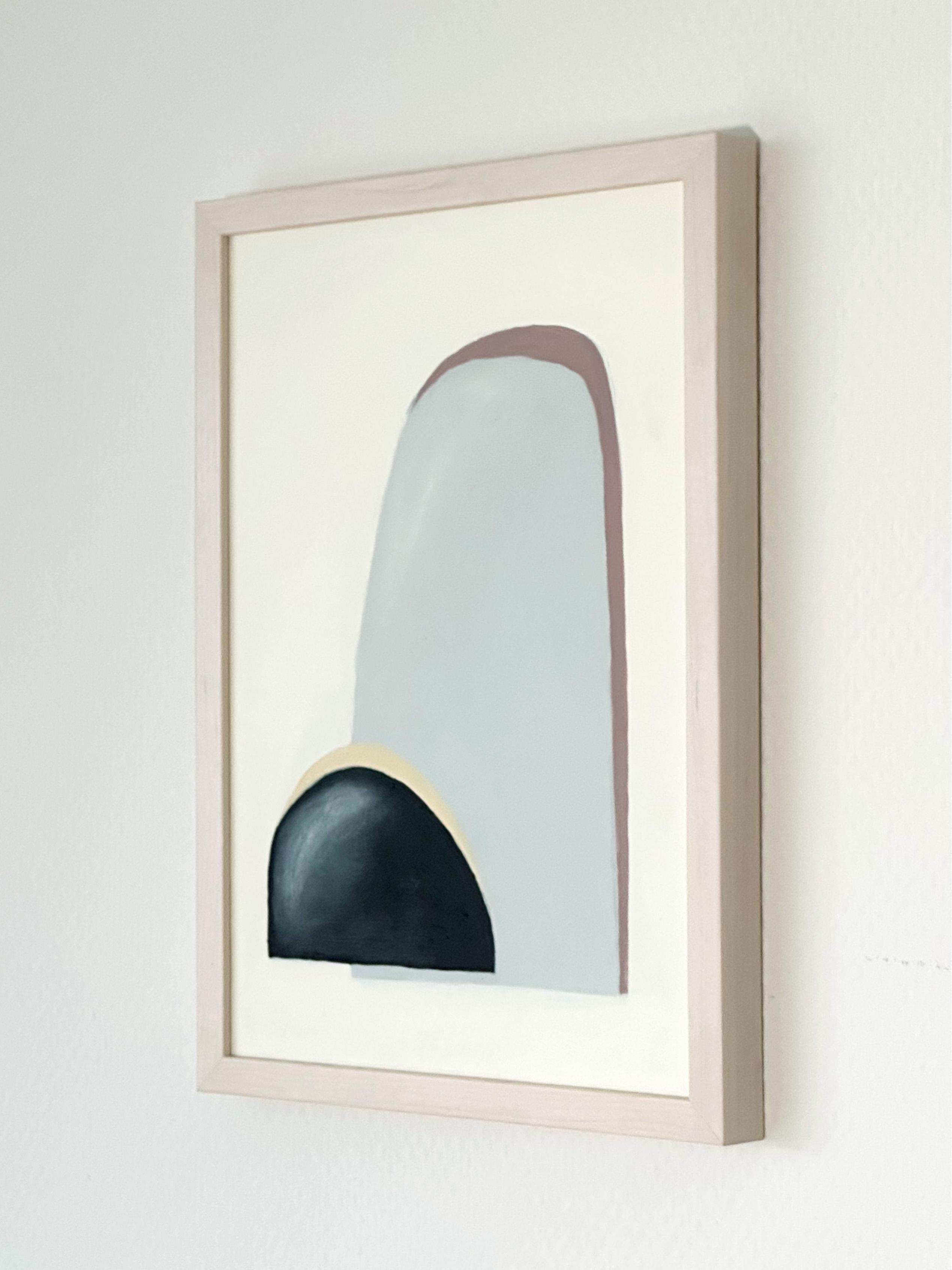 „Glacial Morning“ Acrylgemälde auf Papier, Wabi-sabi, natürliche, neutrale Kurven (Beige), Abstract Painting, von Amanda Andersen