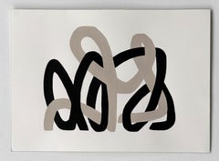 "Symbiotic String II" Paint on paper, nature soft shapes neutral curves contrast