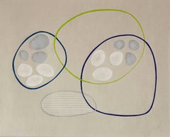 Diagramme Venn dessiné sur papier couleur crayon bleu Wabi-Sabi formes assymétriques