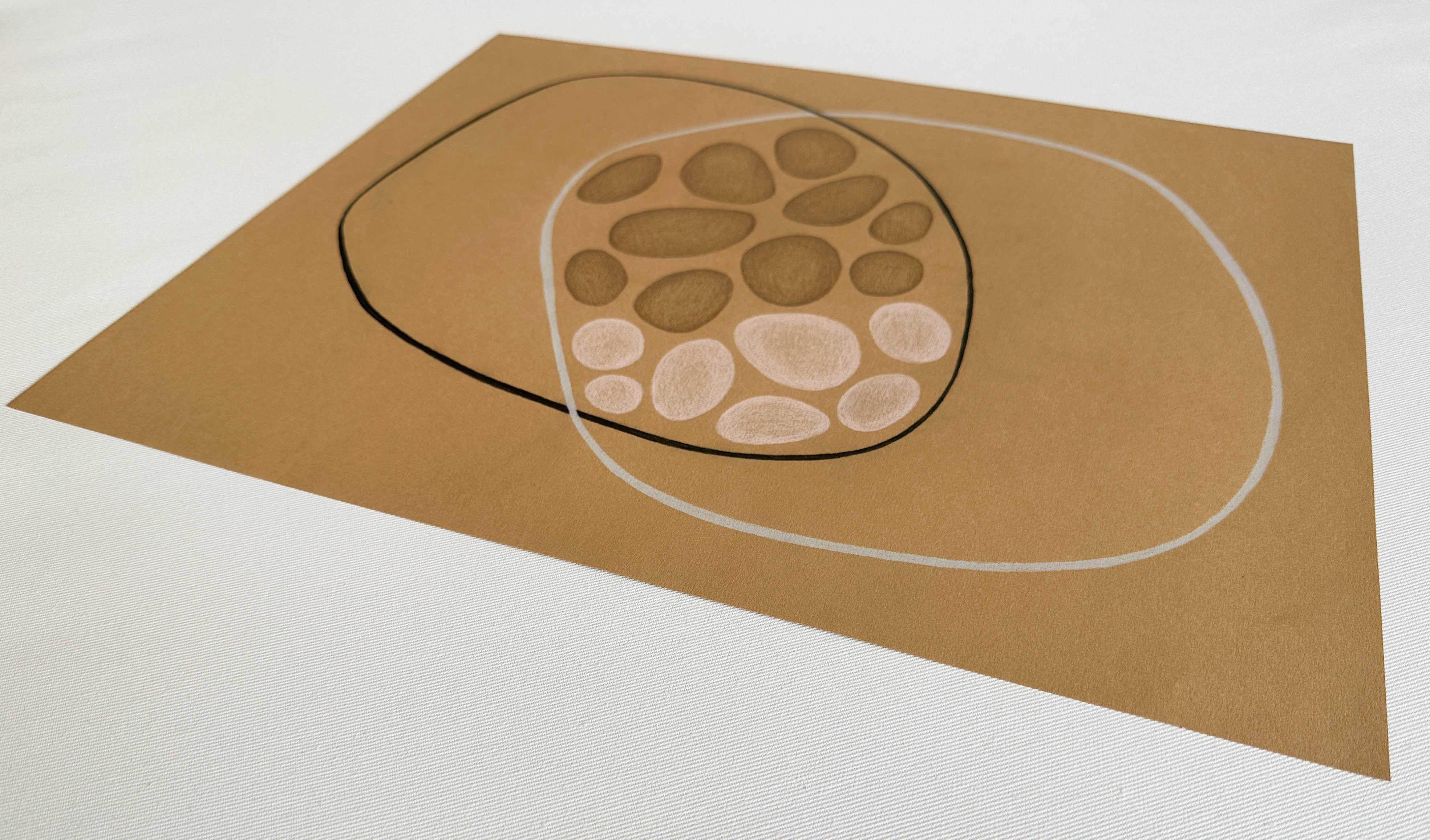Brown Circle Drawing on paper organic asymmetric oval caramel cinnamon tawny - Contemporary Art by Amanda Andersen