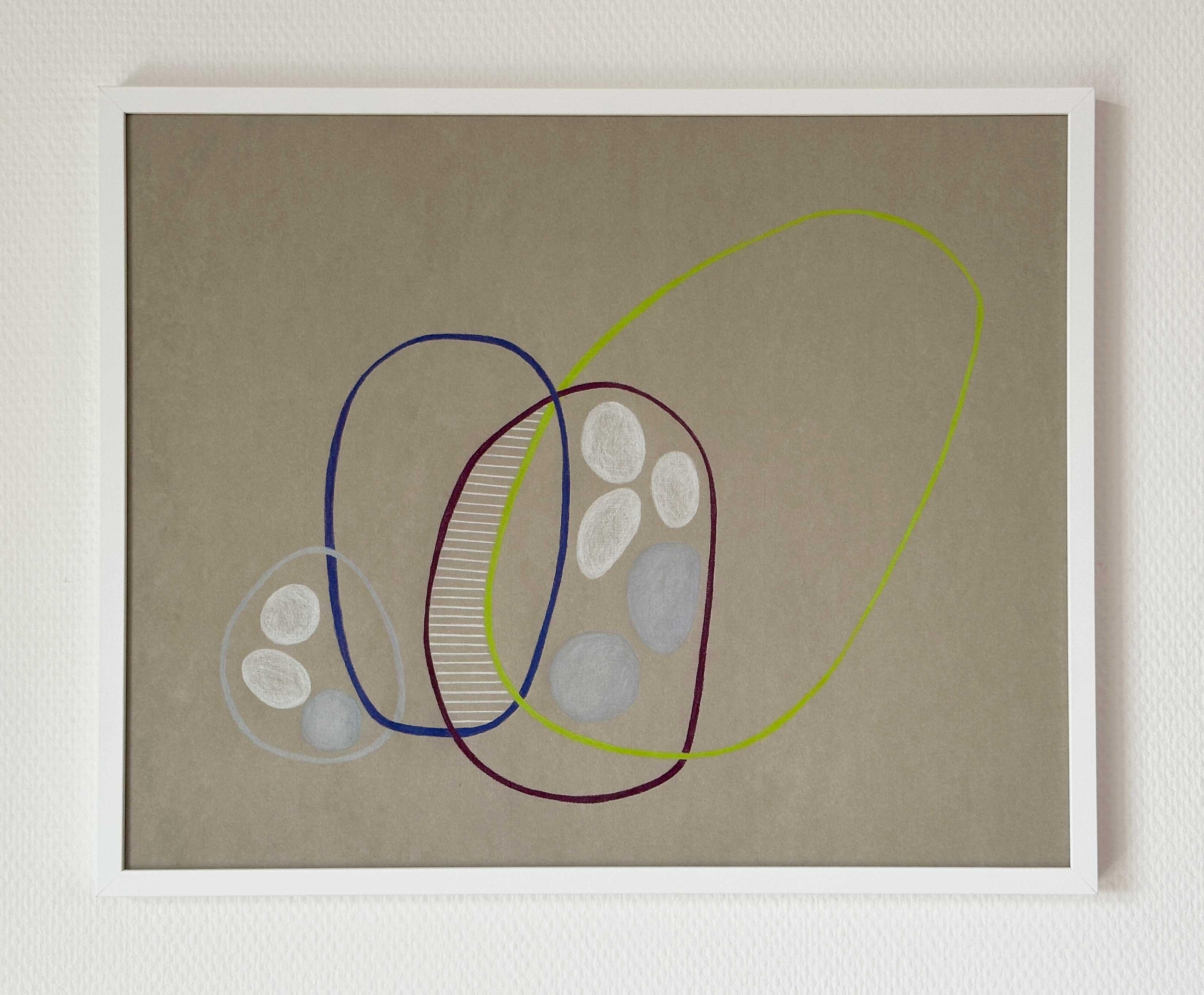 Venn Diagram Drawing on Paper Color Pencil modern organic asymmetric ovals - Art by Amanda Andersen
