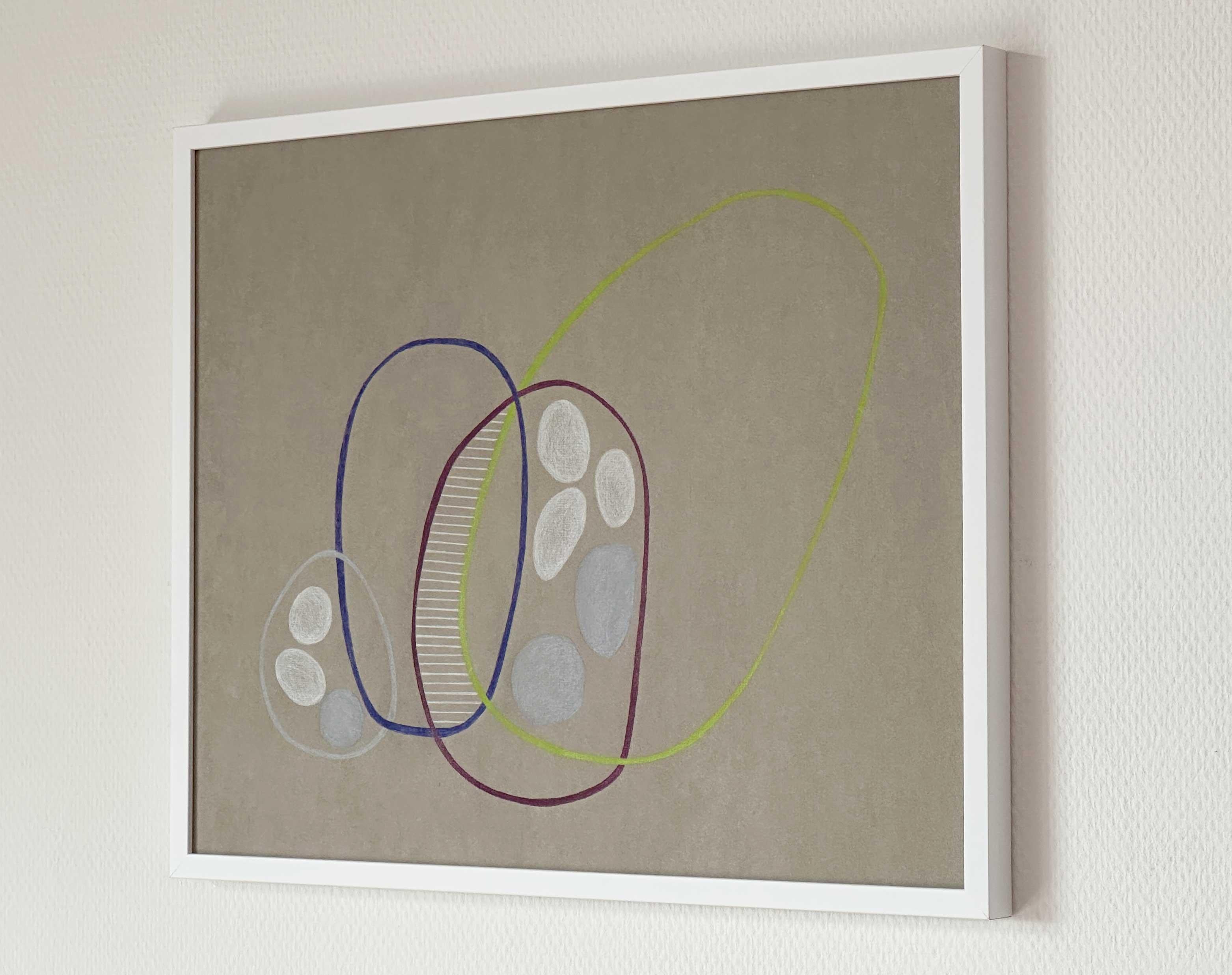 Venn Diagram Drawing on Paper Color Pencil modern organic asymmetric ovals - Contemporary Art by Amanda Andersen