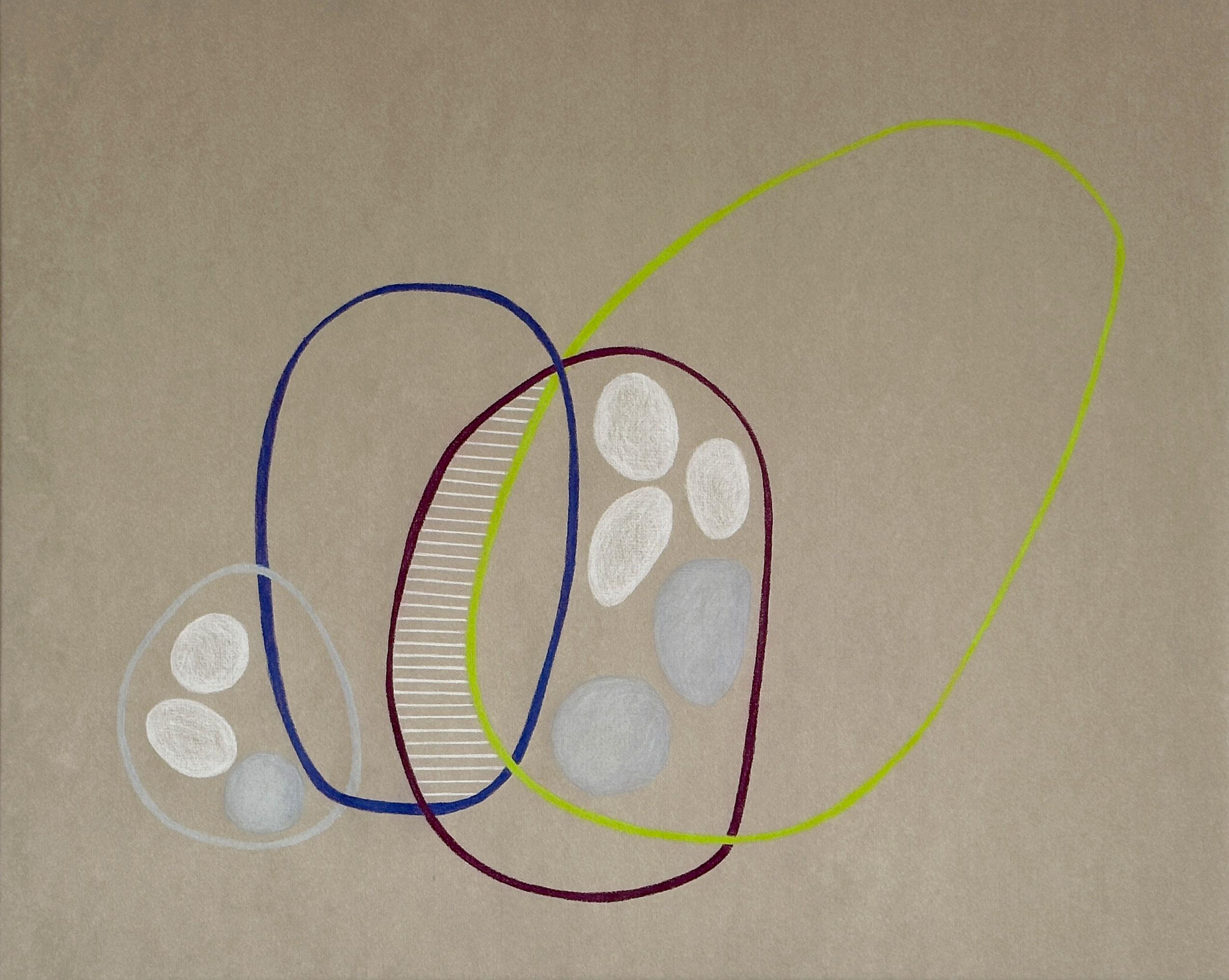 Amanda Andersen Abstract Drawing - Venn Diagram Drawing on Paper Color Pencil modern organic asymmetric ovals