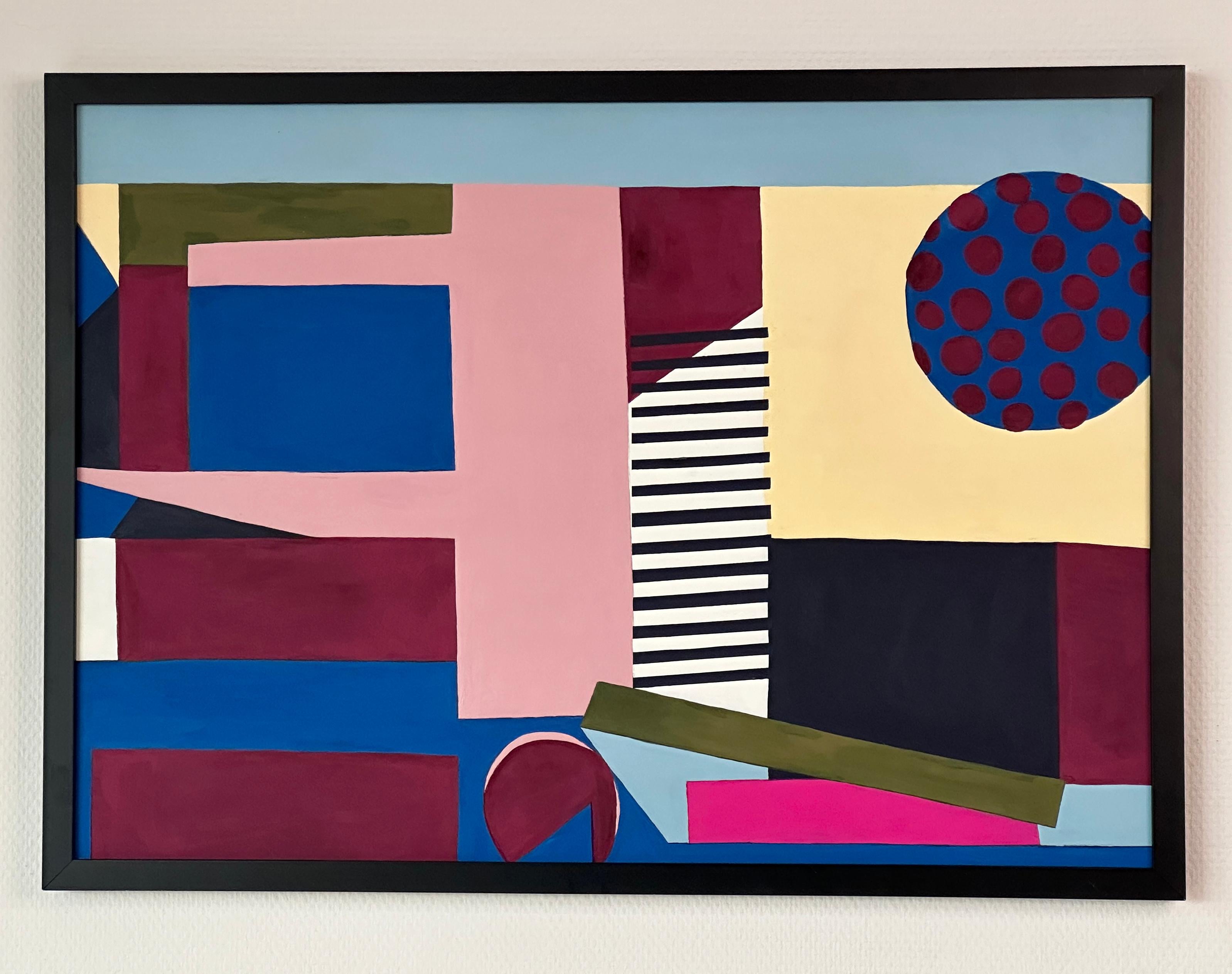 « Vertical Plane I », peinture abstraite sur papier, formes géométriques empilées 5