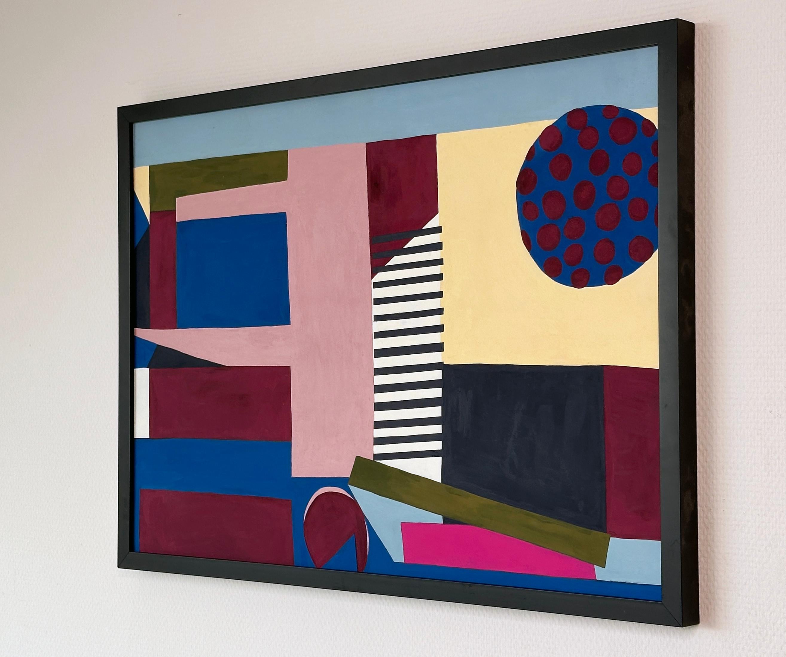 « Vertical Plane I », peinture abstraite sur papier, formes géométriques empilées - Art de Amanda Andersen