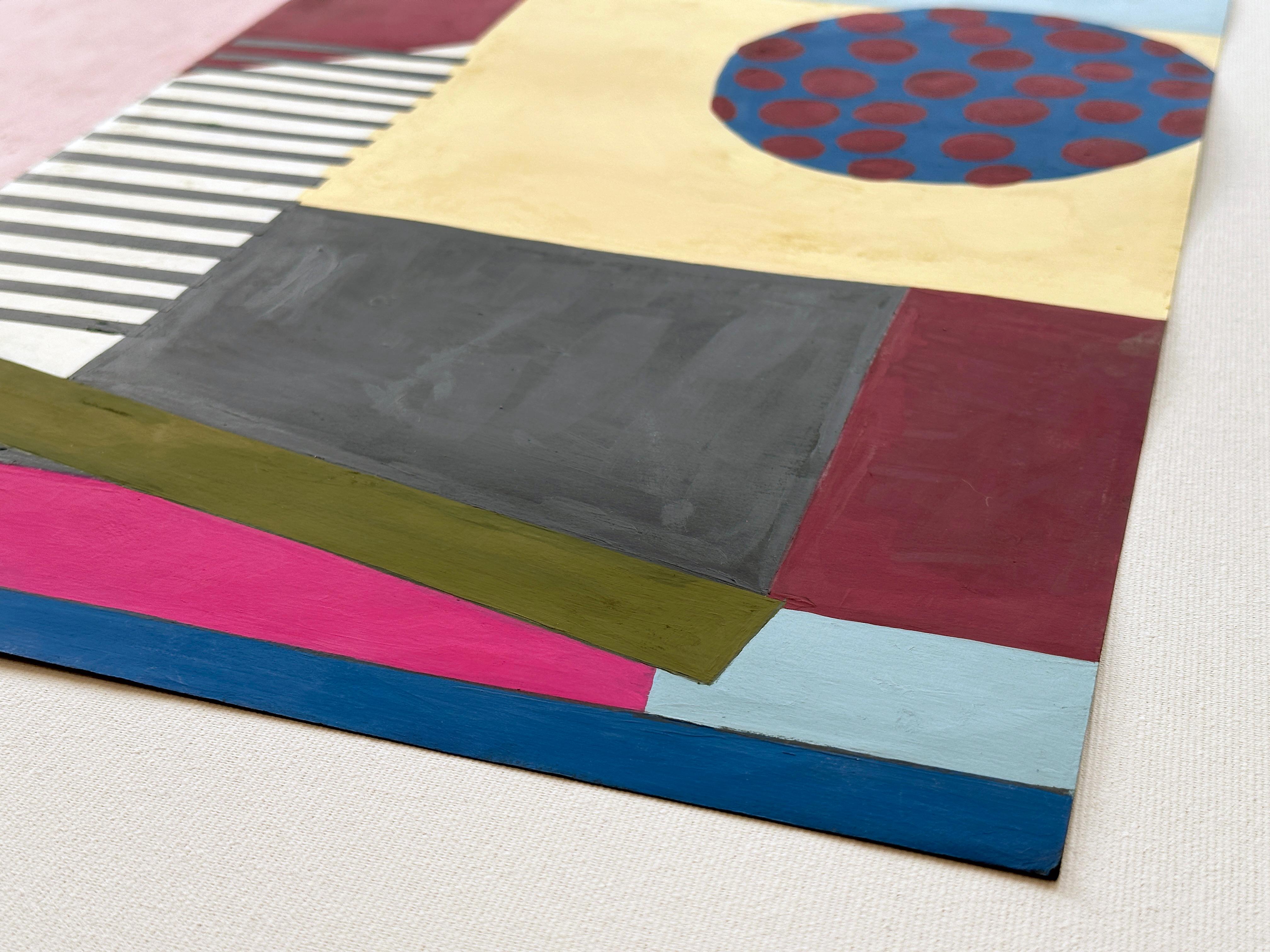 « Vertical Plane I », peinture abstraite sur papier, formes géométriques empilées 3