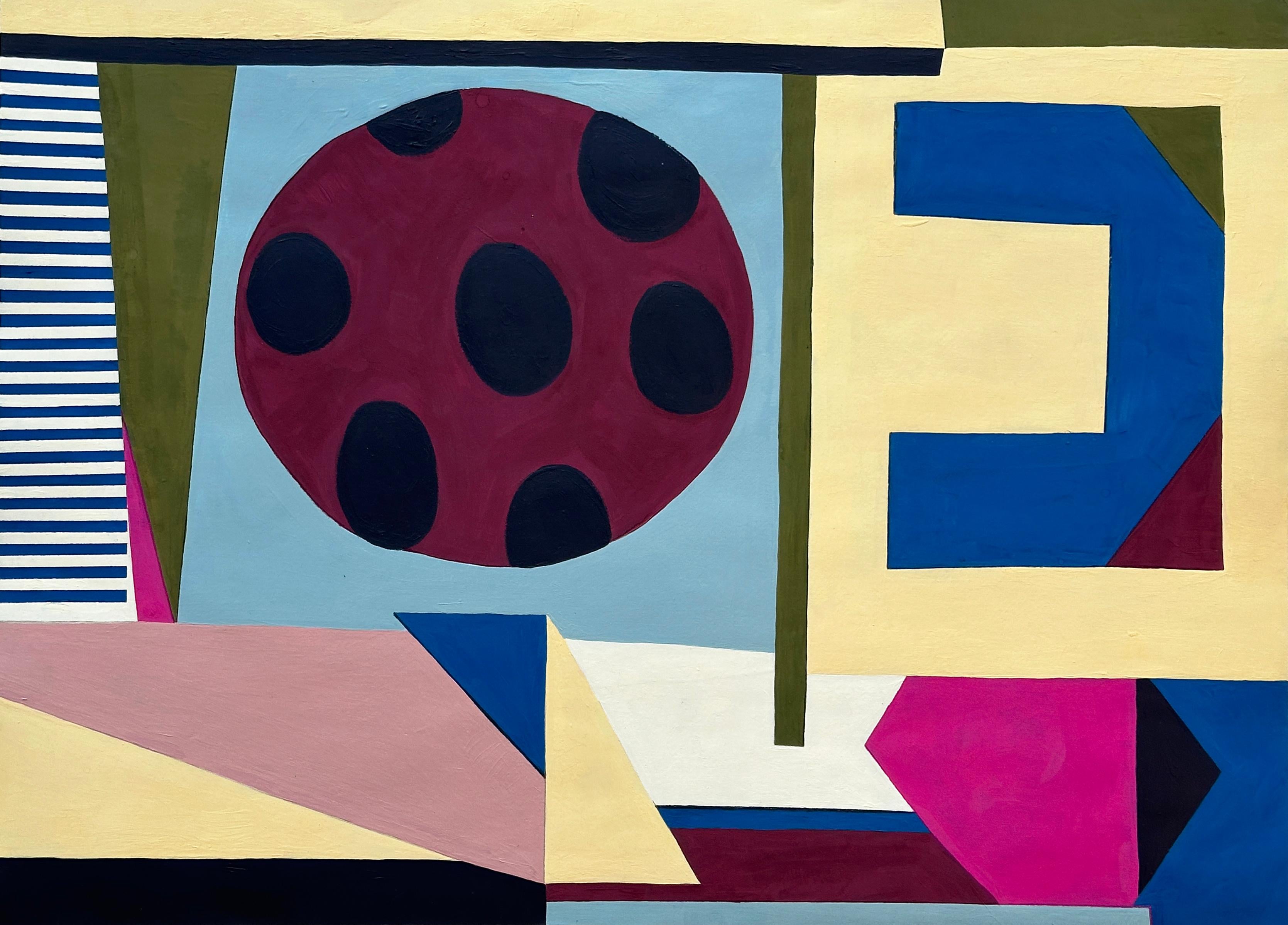 Abstract Painting Amanda Andersen - "Vertical Plane II" peinture abstraite sur papier géométrique, formes empilées brillantes