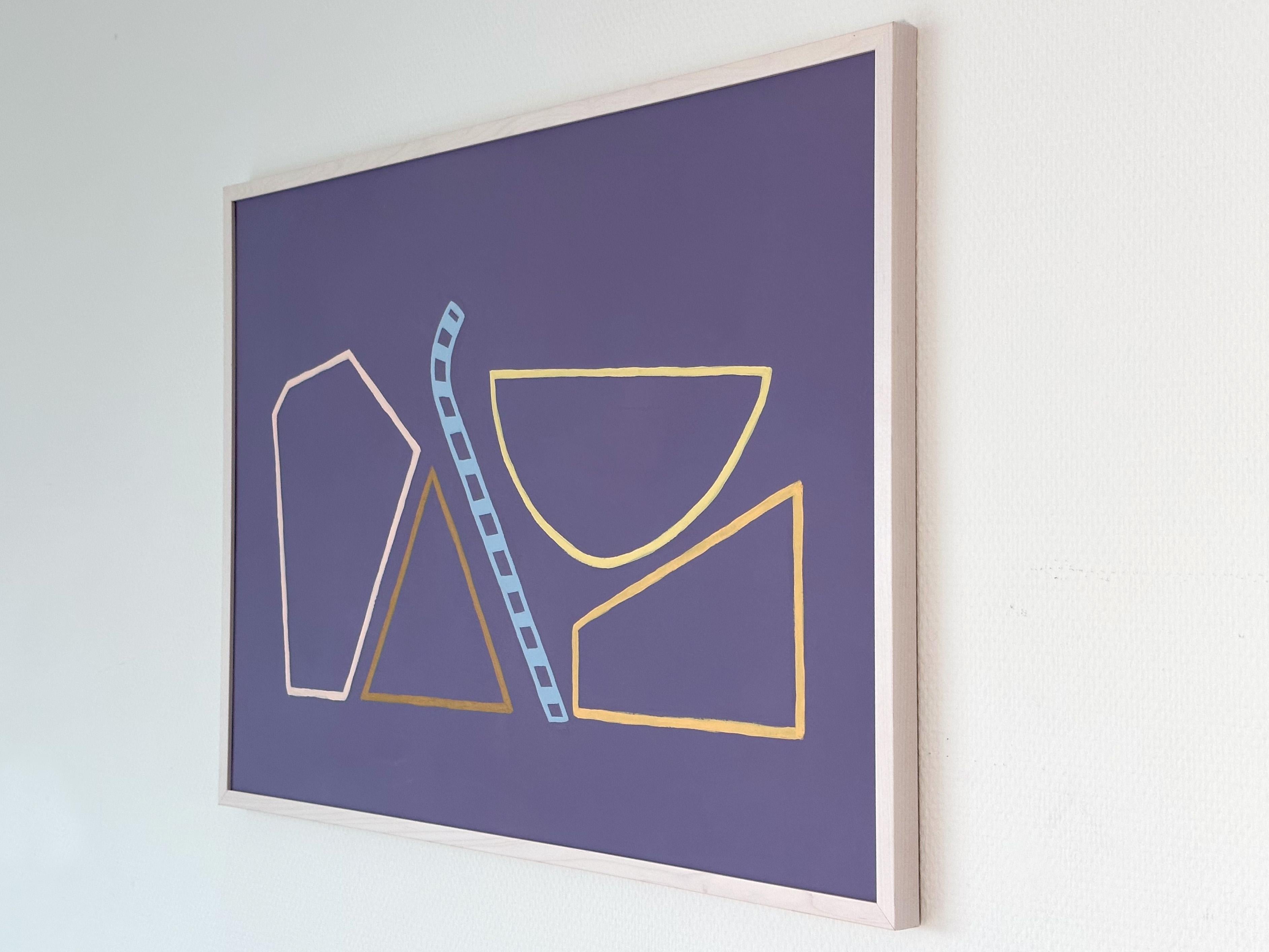 Abstraktes Gemälde „Purple Candy“ auf Papier, minimalistische Linienzeichnung, Stillleben (Violett), Abstract Drawing, von Amanda Andersen