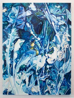 Bodegón Contemporáneo Figurativo Flora Cianotipo Azul Díptico Pintura al Óleo