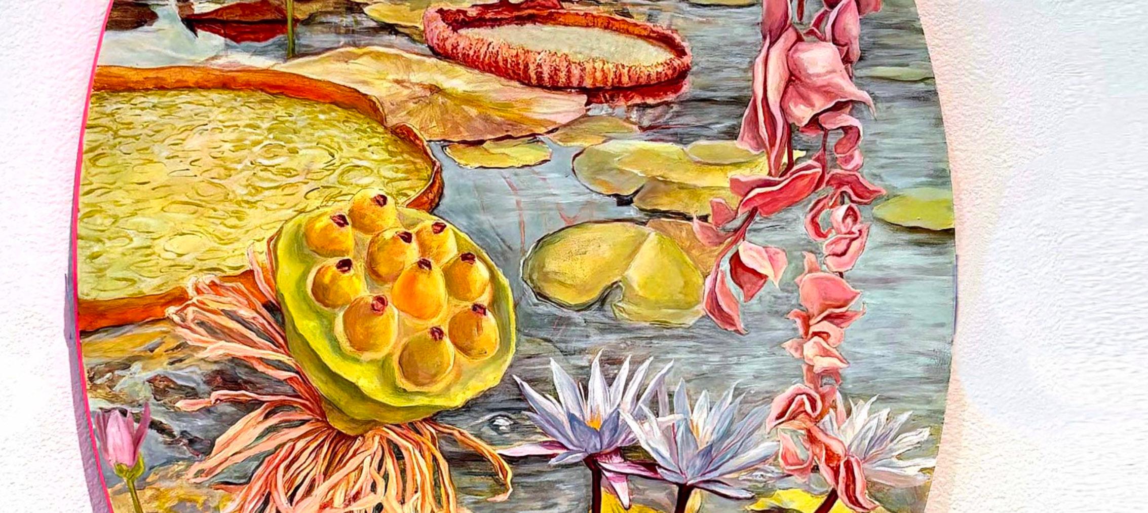 Pittura a olio contemporanea Artista femminile Venus Flytrap Lilly Pad Amanda Besl in vendita 2